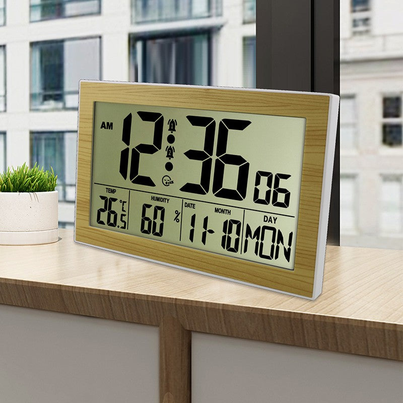 Großer Bildschirm Kreativ Digital Wanduhr Heim Nachttisch Zimmer Elektronisch Wecker Mit Thermometer Wanduhr Dual Wecker Einstellung