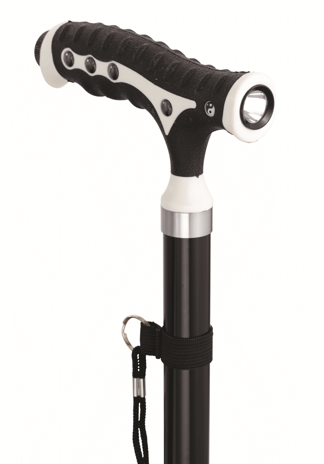 Baston reglabil din aluminiu în formă de T cu lumină LED și suport