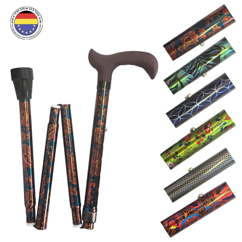 Faltstock Design, faltbar, höhenverstellbar, 110 kg in stilvollen Mustern