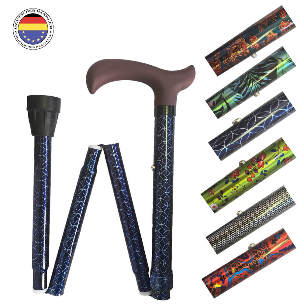 Faltstock Design, faltbar, höhenverstellbar, 110 kg in stilvollen Mustern