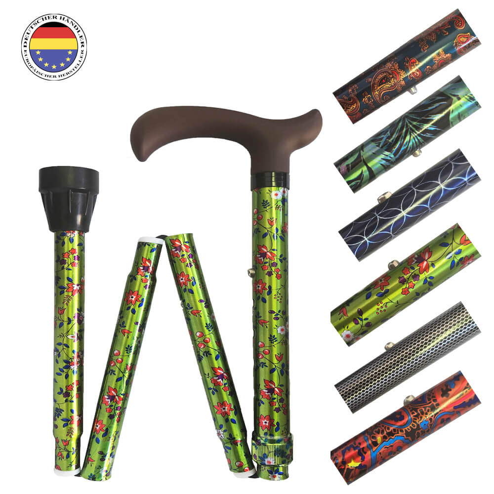 Faltstock Design, faltbar, höhenverstellbar, 110 kg in stilvollen Mustern