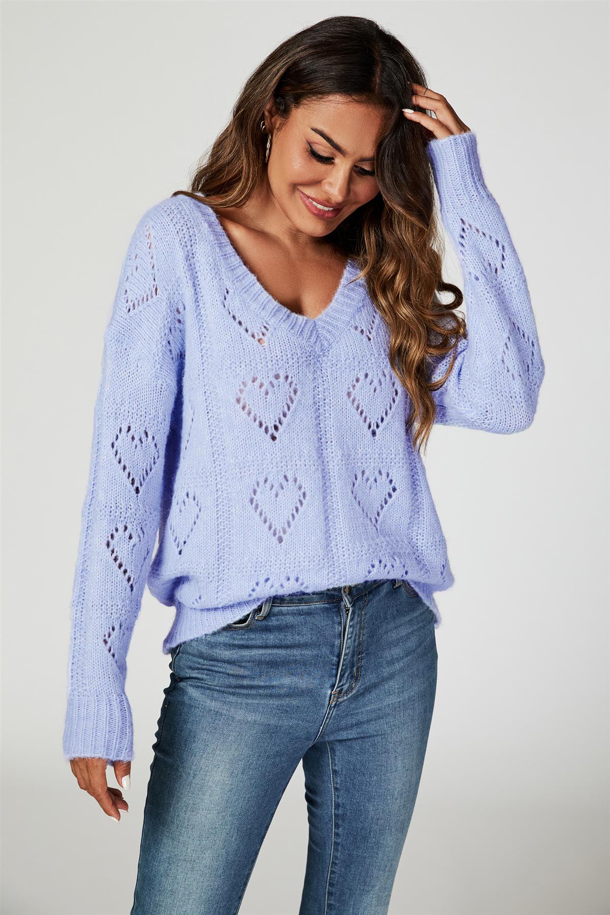 Heart Jumper Top In Blue