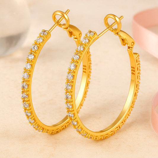 Cercei din argint 925, cercei rotunzi cu pietre