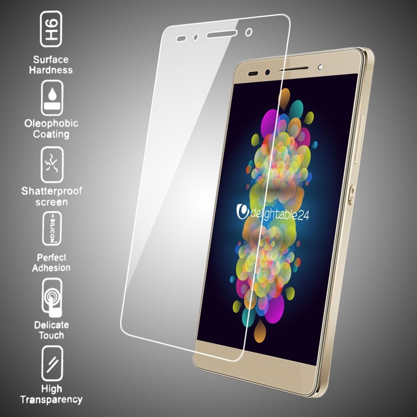 NALIA Schutzglas für Huawei Honor 7, 9H Full Cover Displayschutz Tempered Glass