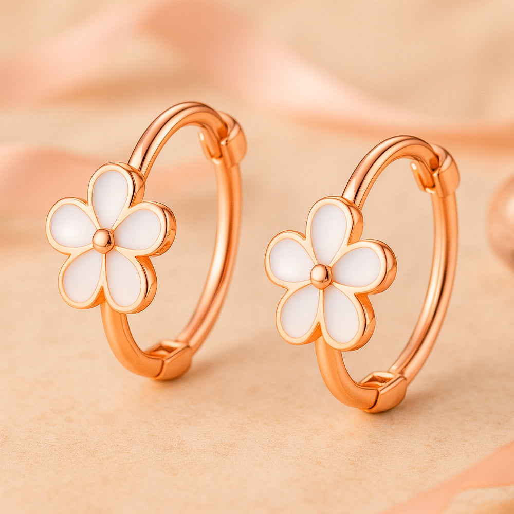 Cercei din argint 925, floare albă