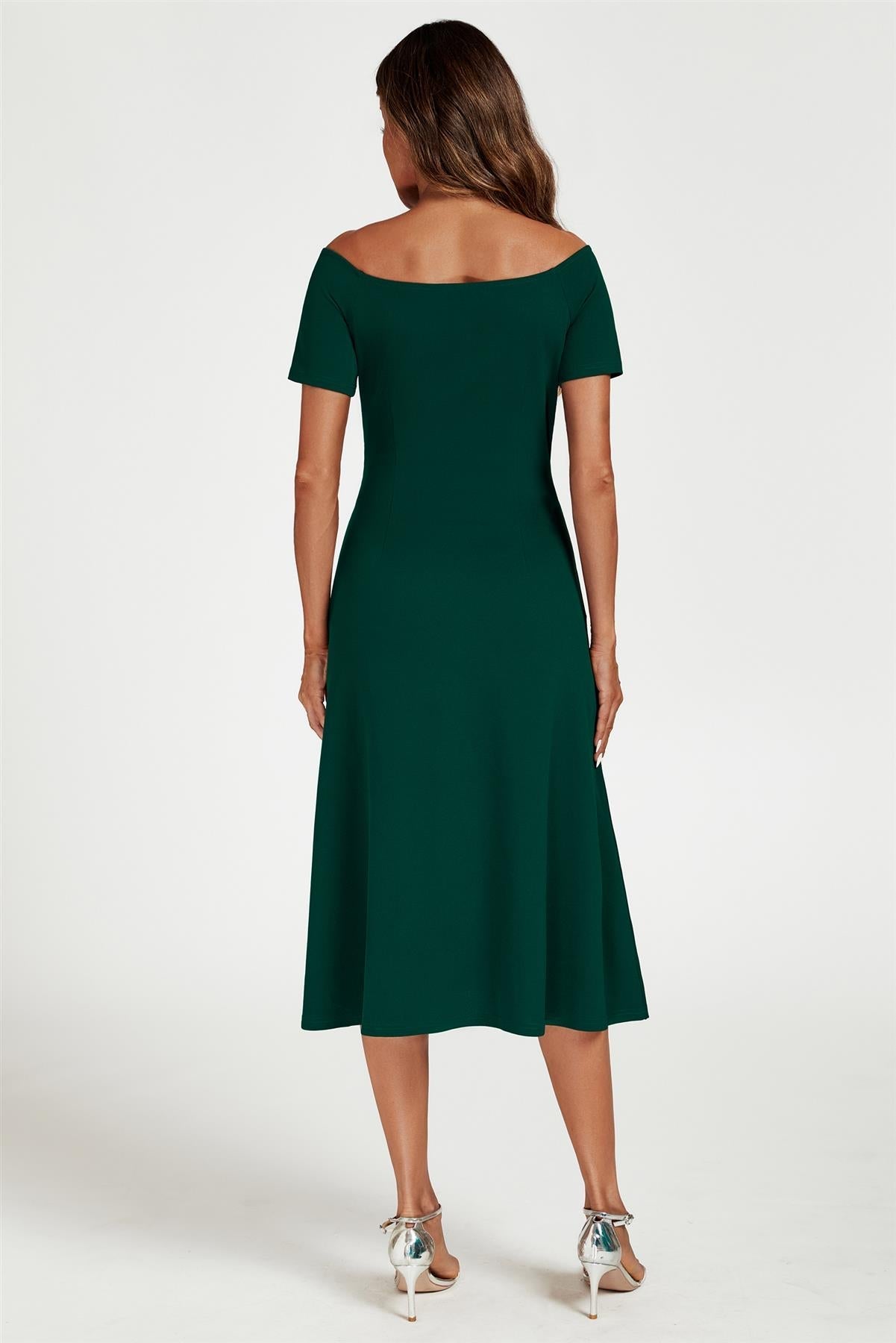Rochie midi Bardot verde