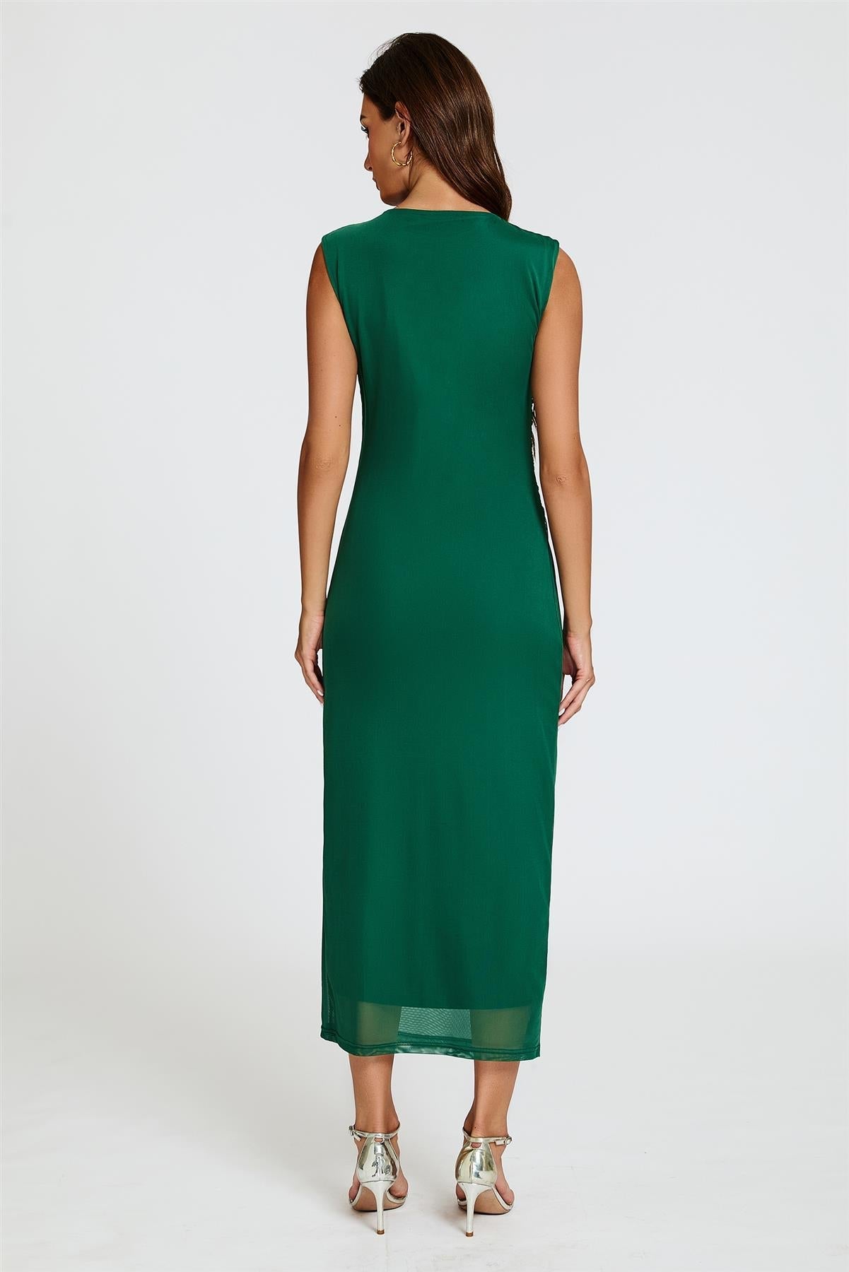 Mesh Maxi Dress In Green