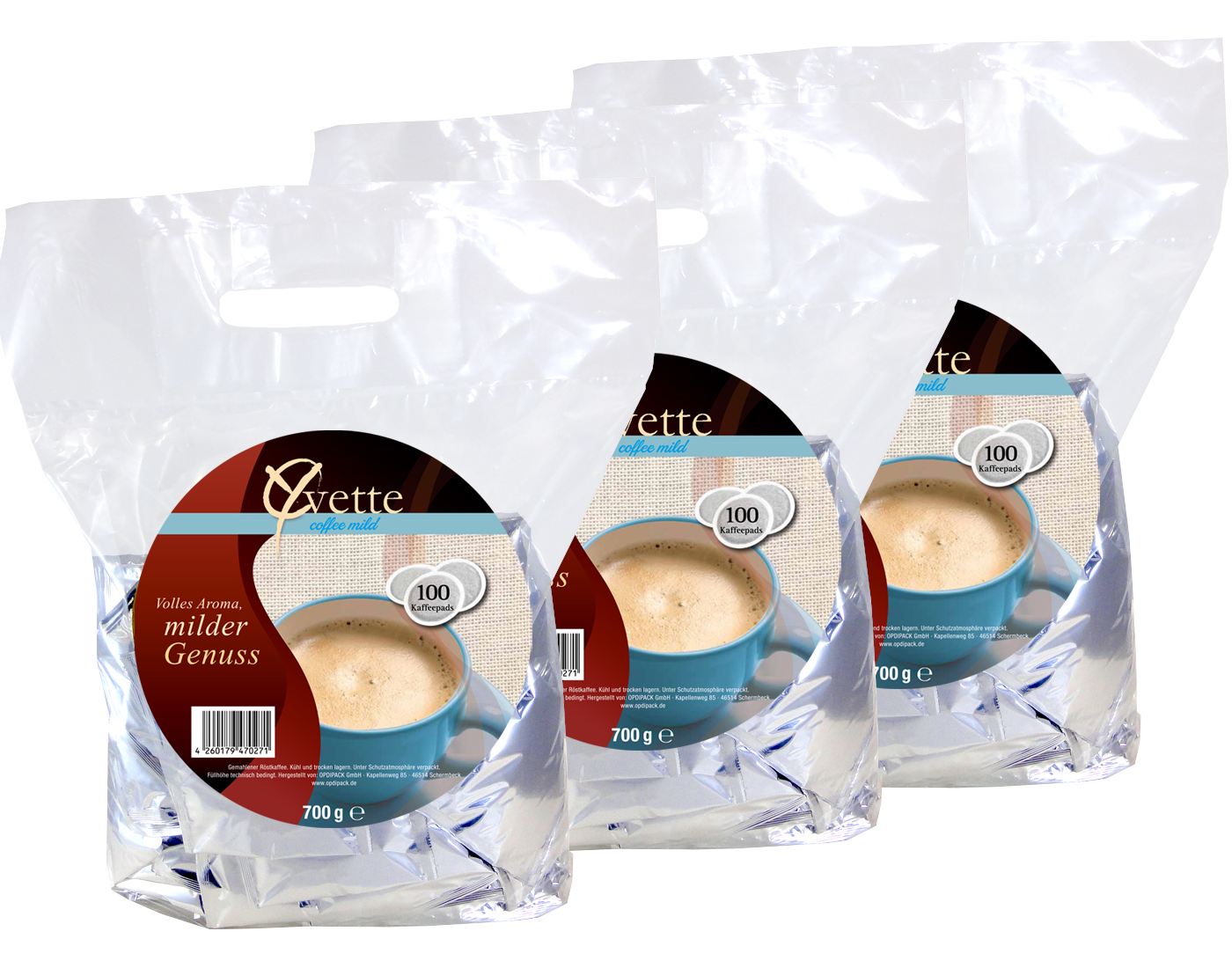 Yvette Kaffee Mild Kaffeepads - Kapazität 300 Pads, Beutelgröße 12x25er, Geeignet Für Pad-Maschinen