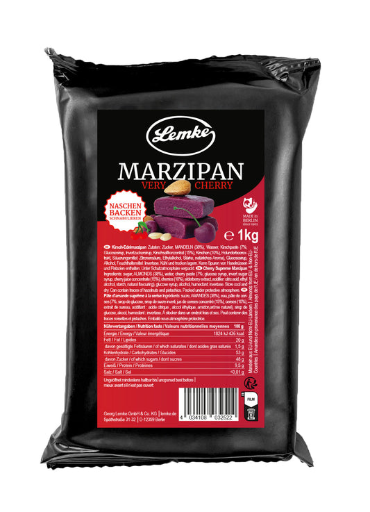 Marțipan Lemke Very Cherry - Aromă de cireșe, Fructat, Vegan, Capacitate 1 kg, Dimensiune pachet 1 kg