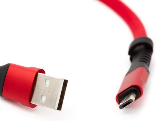 System-S USB A Stecker zu Micro USB Stecker Kabel Flachkabel 32 cm in Rot