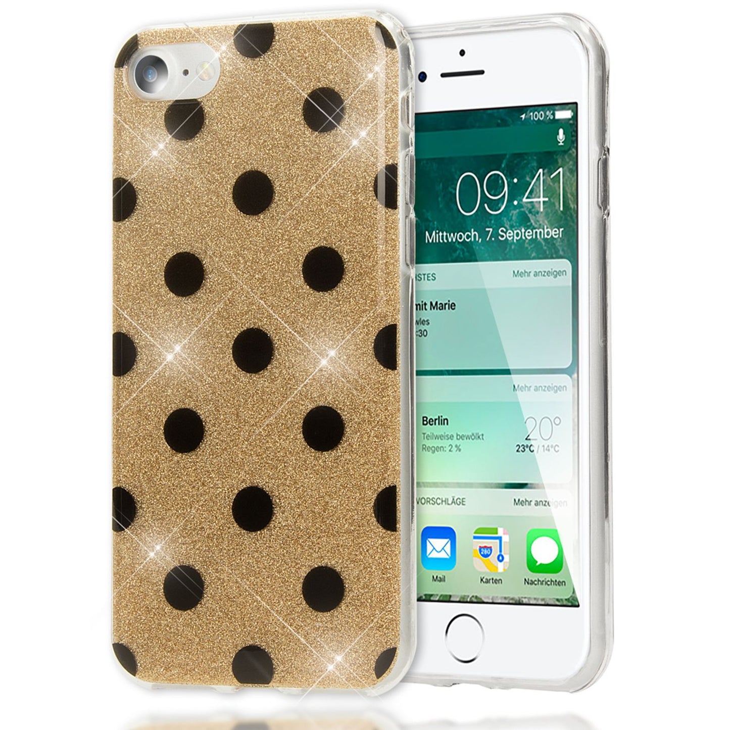 NALIA Handy Hülle für iPhone SE 2020 / 8 / 7, Glitzer Case Muster Cover Schutz