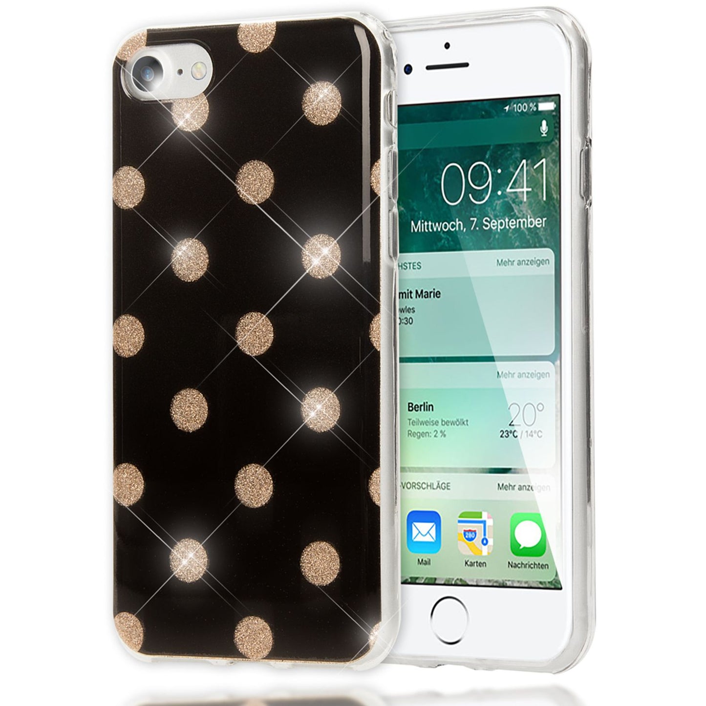 NALIA Handy Hülle für iPhone SE 2020 / 8 / 7, Glitzer Case Muster Cover Schutz
