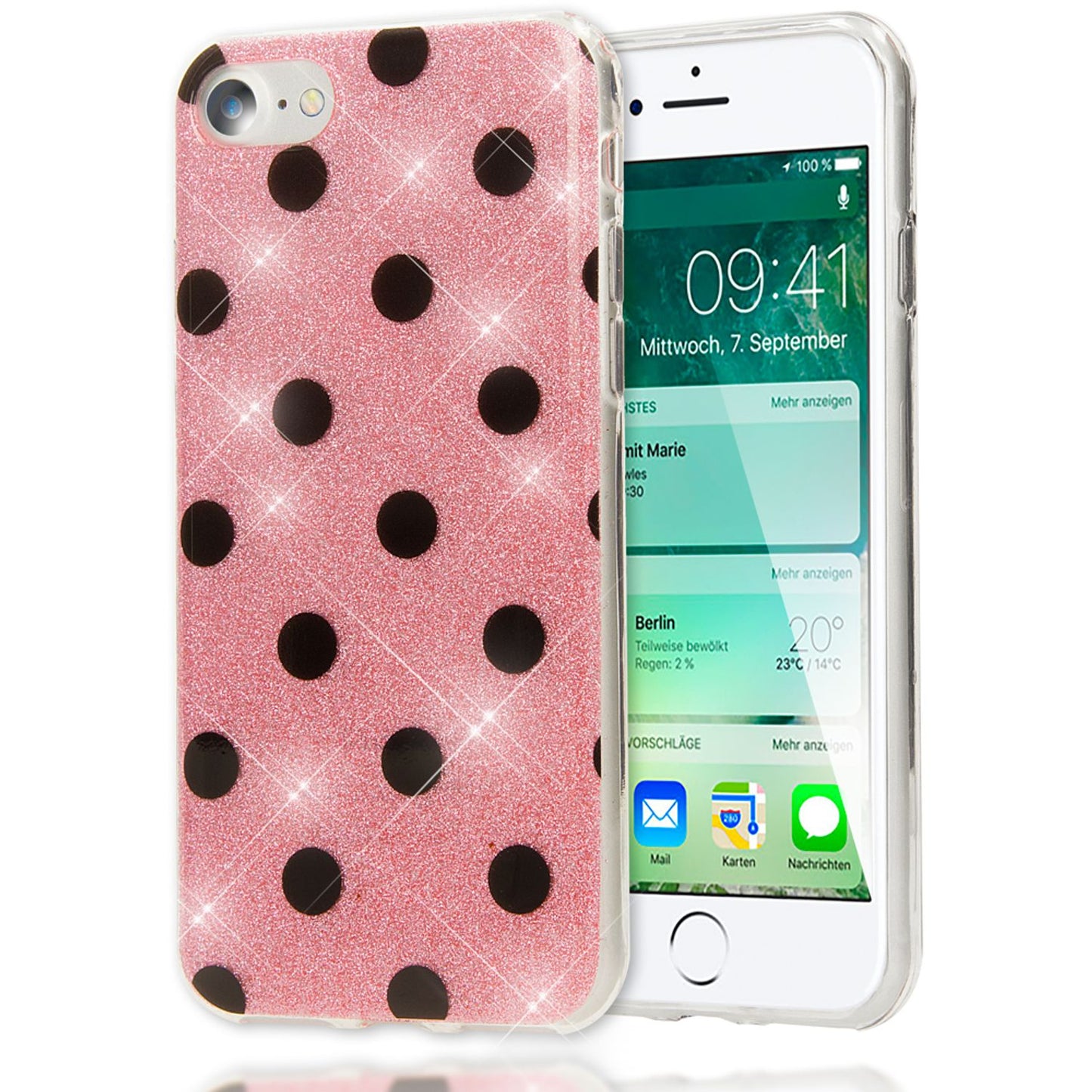 NALIA Handy Hülle für iPhone SE 2020 / 8 / 7, Glitzer Case Muster Cover Schutz