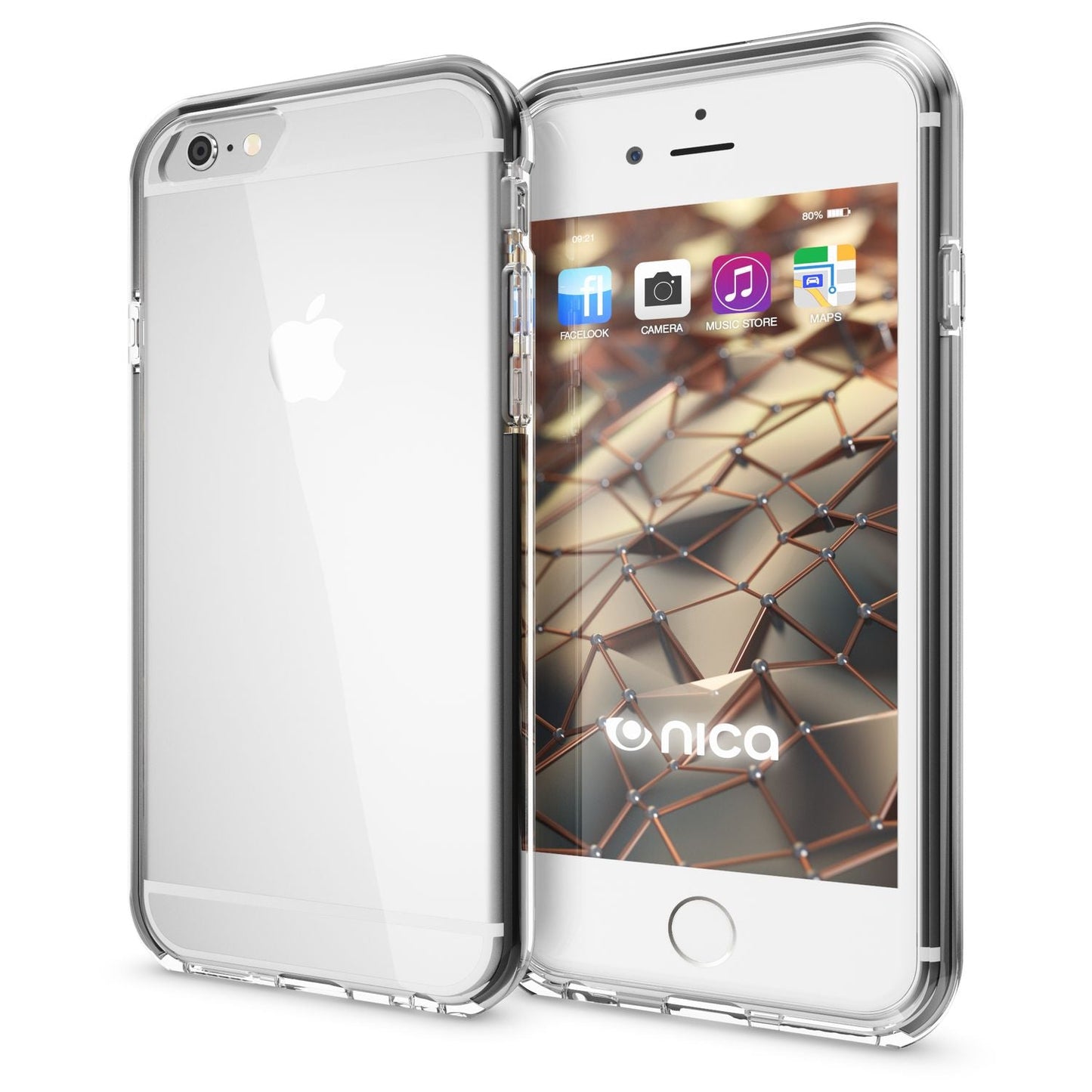 NALIA iPhone 6 6S Durchsichtiges Silikon Case Mit Bumper - TPU Silikon, Transparente Rückseite, Dünn
