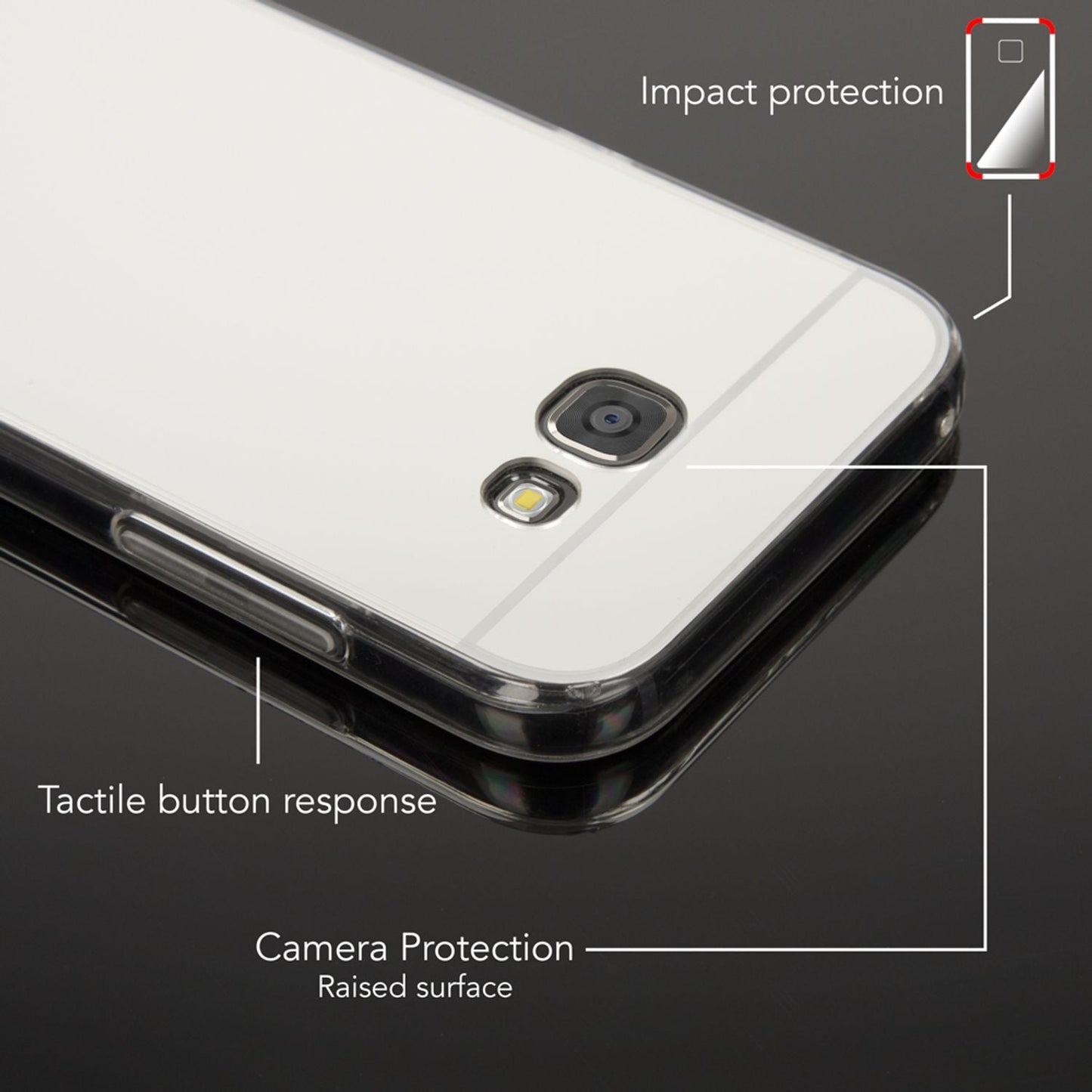 NALIA Galaxy A5 Spiegel Hülle Glänzend Elegant - Dünn, TPU Silikon, Verspiegelte Rückwand