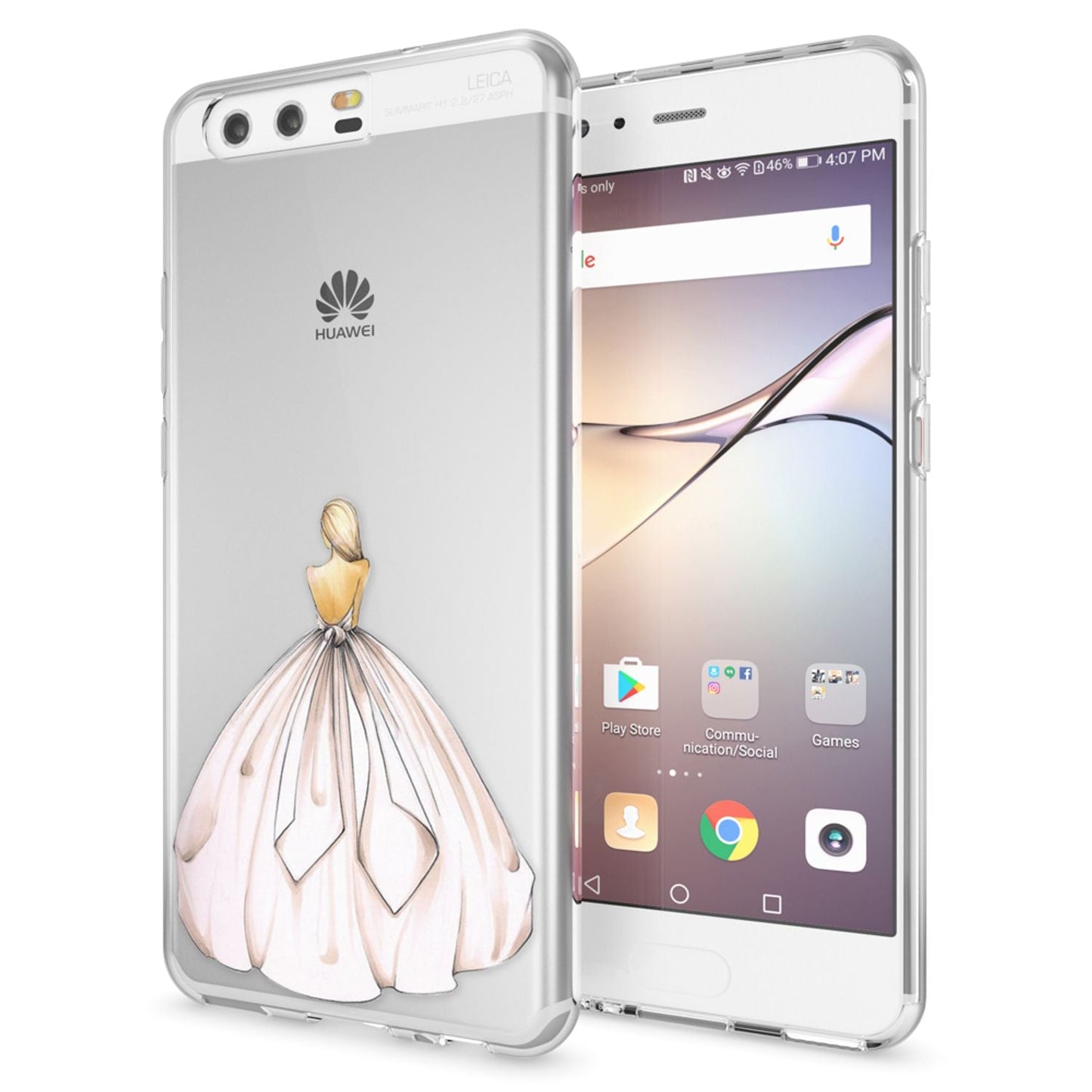 NALIA Huawei P10 Hülle Slim Silikon Transparent Crystal Motiv Case - Dünn Leicht Schutz