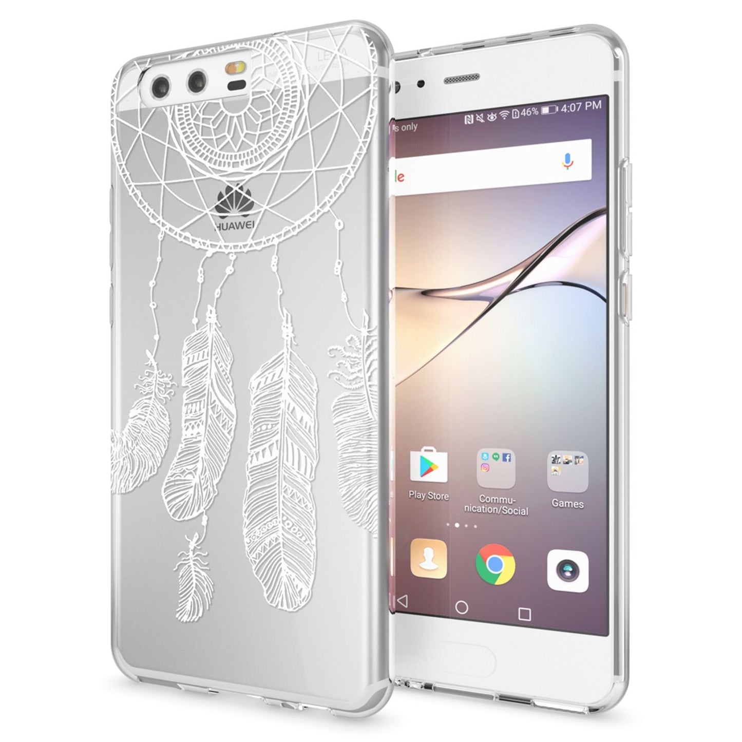 NALIA Huawei P10 Hülle Slim Silikon Transparent Crystal Motiv Case - Dünn Leicht Schutz