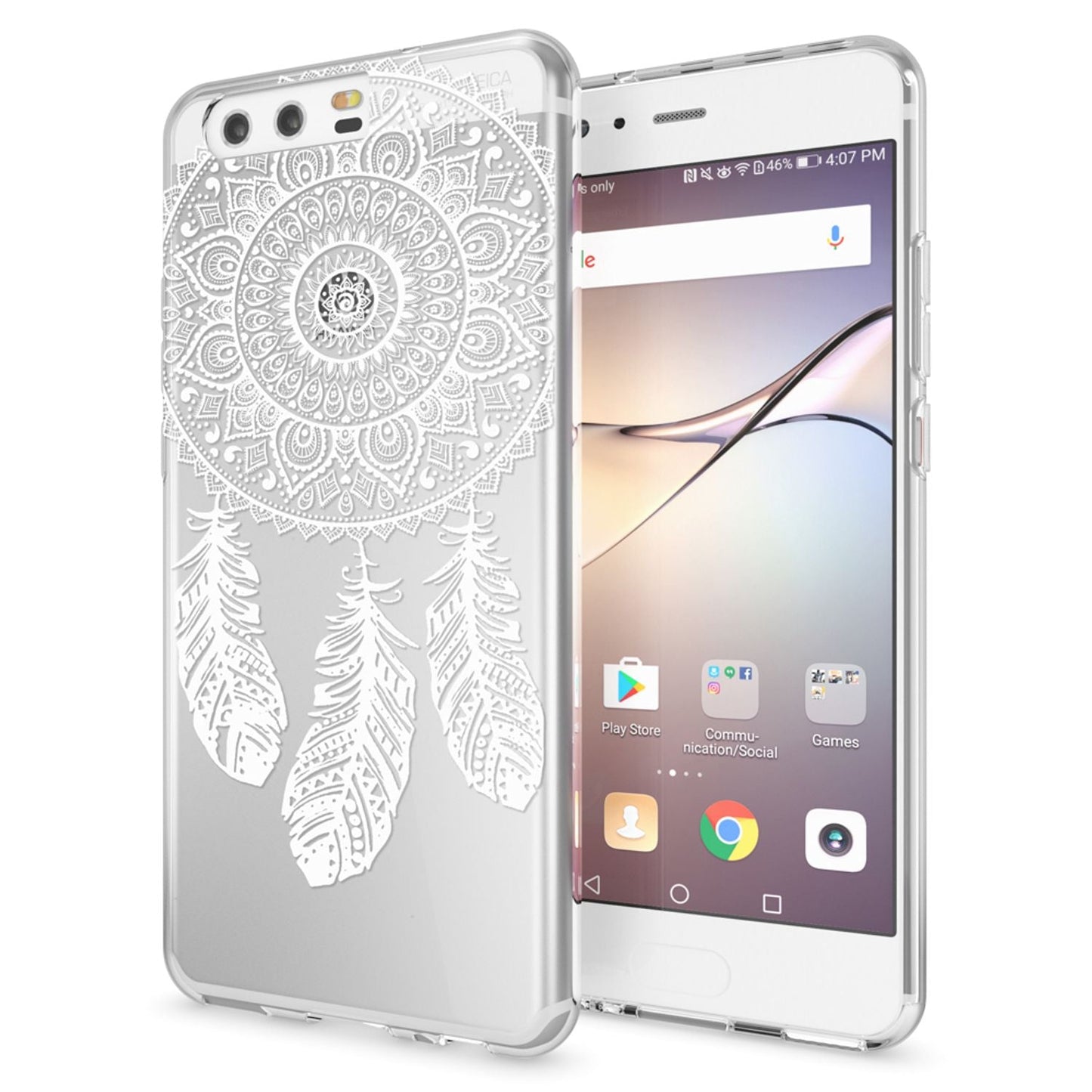 NALIA Huawei P10 Hülle Slim Silikon Transparent Crystal Motiv Case - Dünn Leicht Schutz