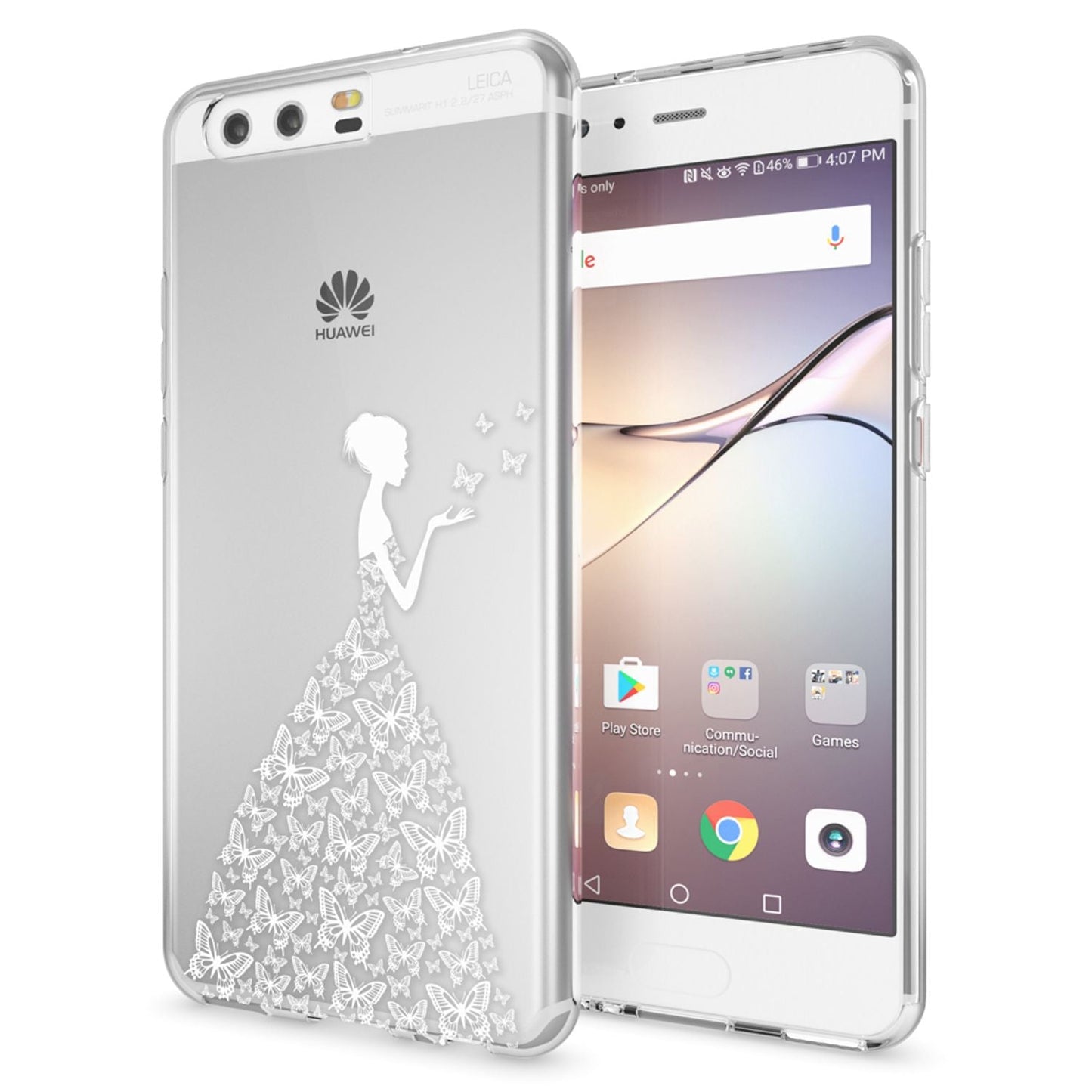NALIA Huawei P10 Hülle Slim Silikon Transparent Crystal Motiv Case - Dünn Leicht Schutz