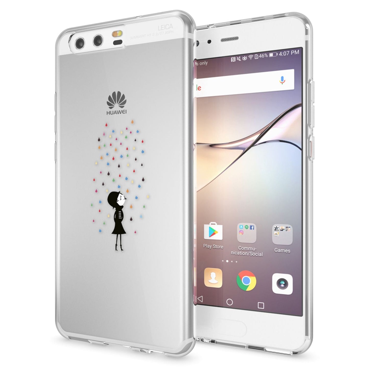 NALIA Huawei P10 Hülle Slim Silikon Transparent Crystal Motiv Case - Dünn Leicht Schutz