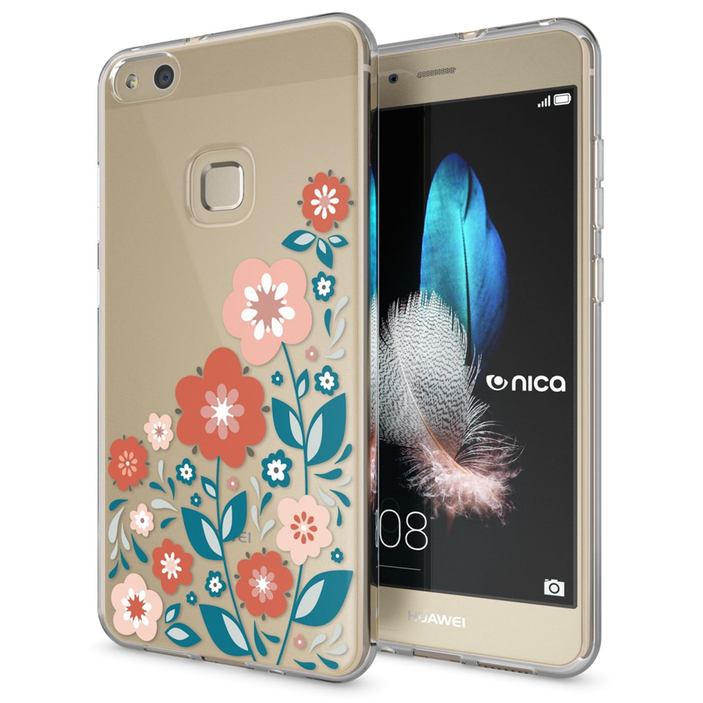 Nalia Huawei P10 Lite Hülle Slim Silikon Motiv Case - Dünn Transparent Kristalloptik