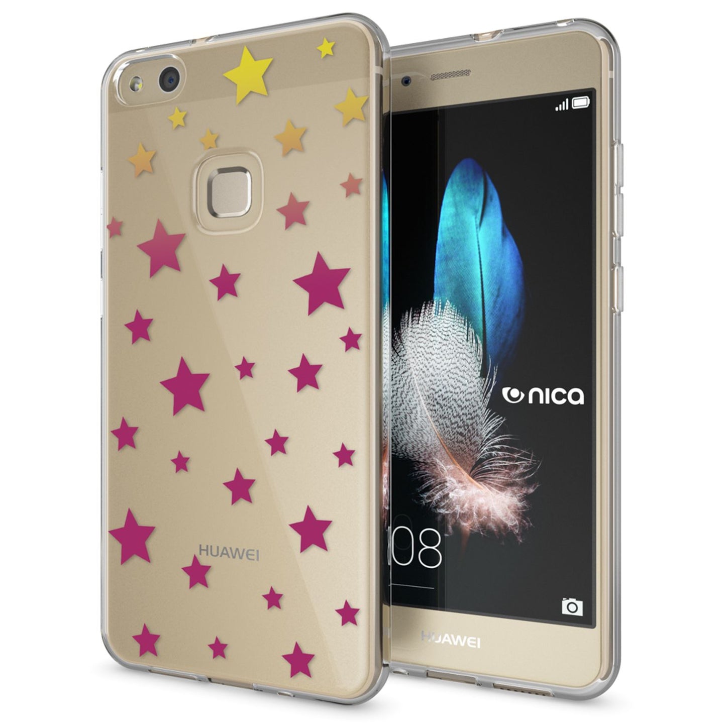 Nalia Huawei P10 Lite Hülle Slim Silikon Motiv Case - Dünn Transparent Kristalloptik