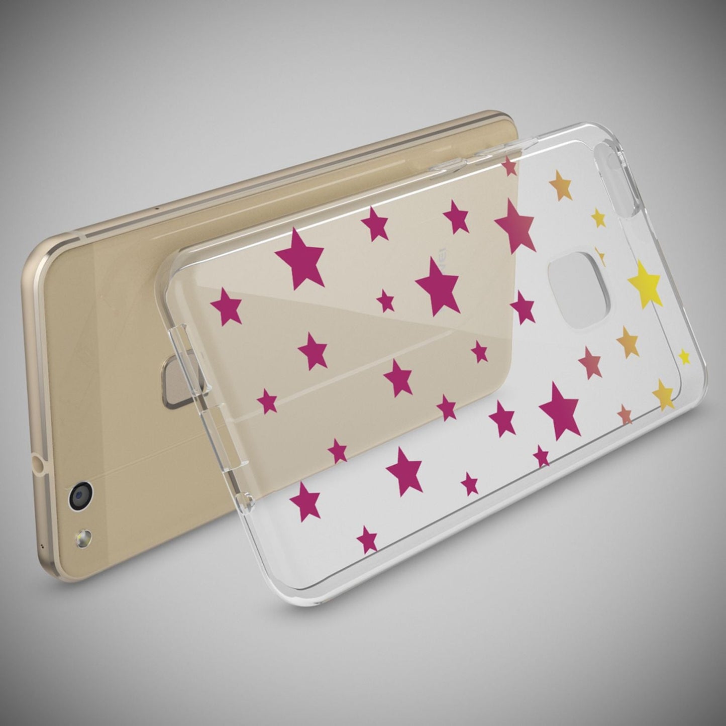 Nalia Huawei P10 Lite Hülle Slim Silikon Motiv Case - Dünn Transparent Kristalloptik