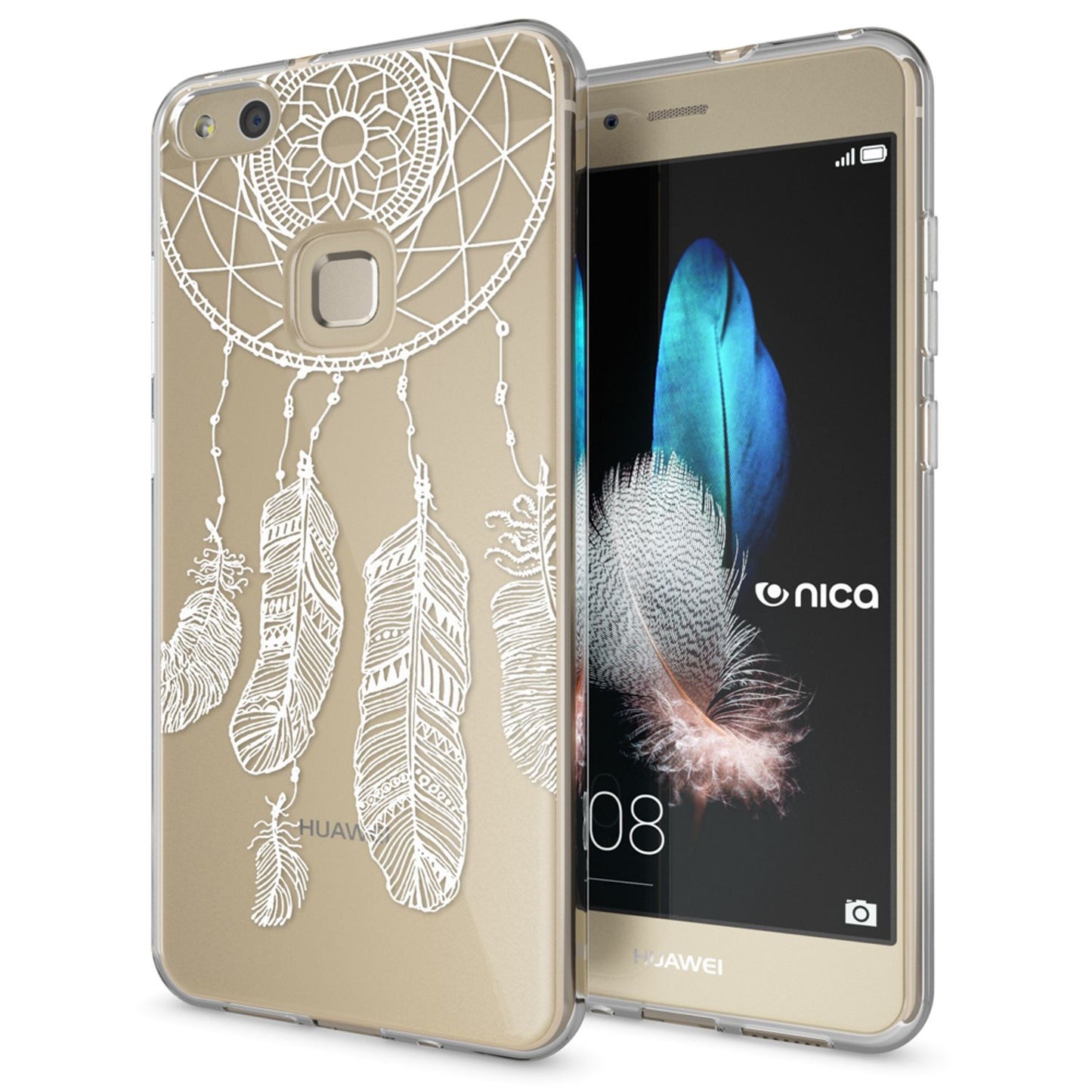 Nalia Huawei P10 Lite Hülle Slim Silikon Motiv Case - Dünn Transparent Kristalloptik