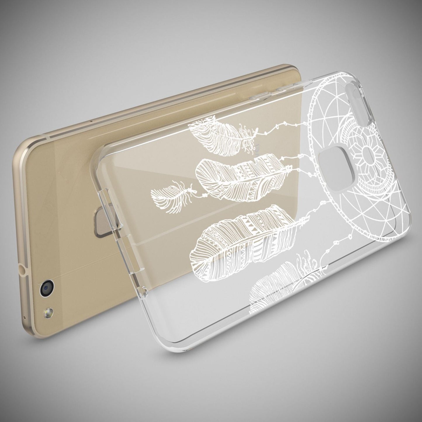 Nalia Huawei P10 Lite Hülle Slim Silikon Motiv Case - Dünn Transparent Kristalloptik