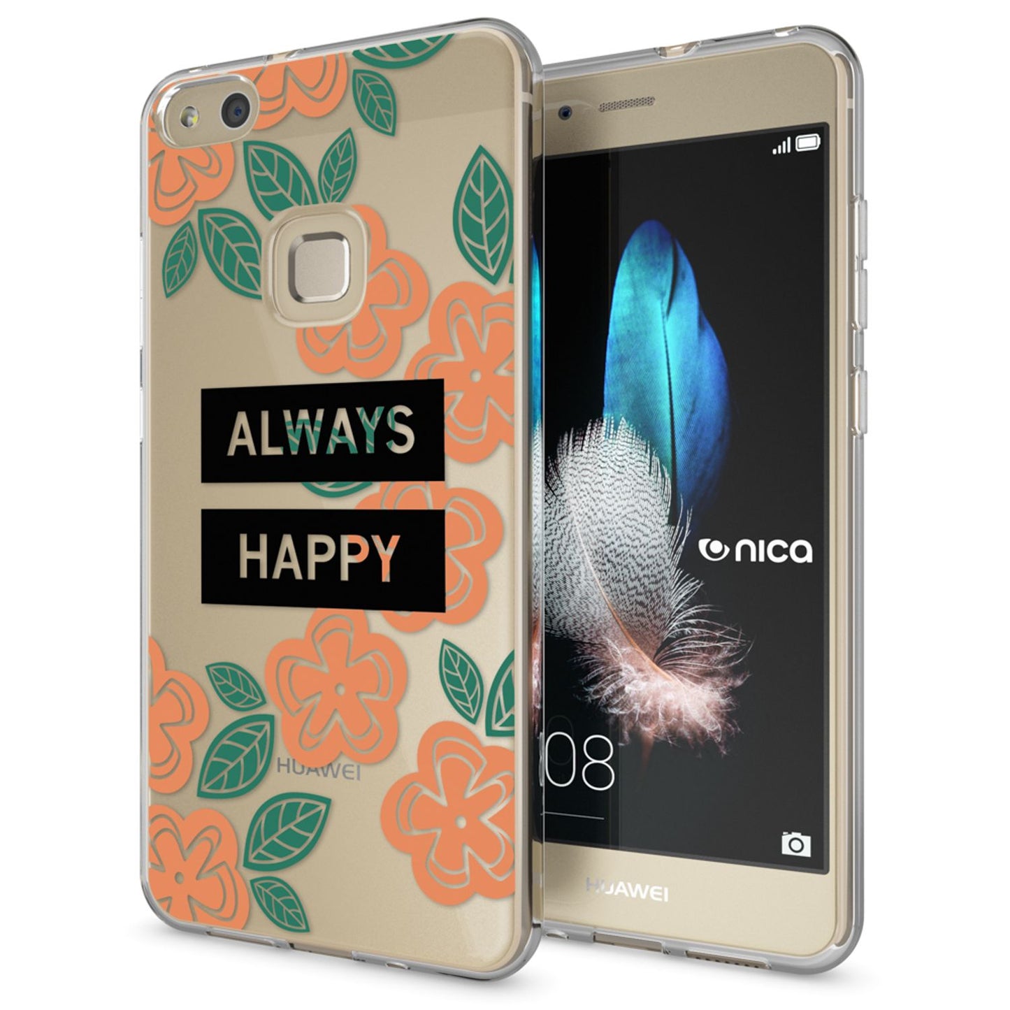 Nalia Huawei P10 Lite Hülle Slim Silikon Motiv Case - Dünn Transparent Kristalloptik