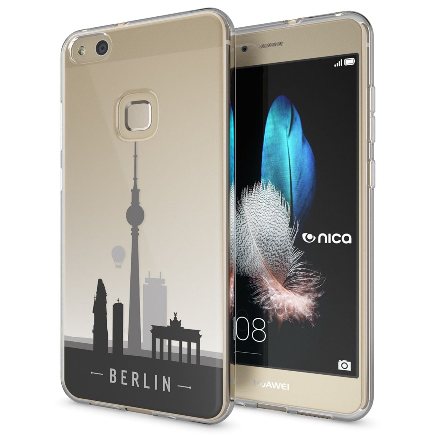 Nalia Huawei P10 Lite Hülle Slim Silikon Motiv Case - Dünn Transparent Kristalloptik