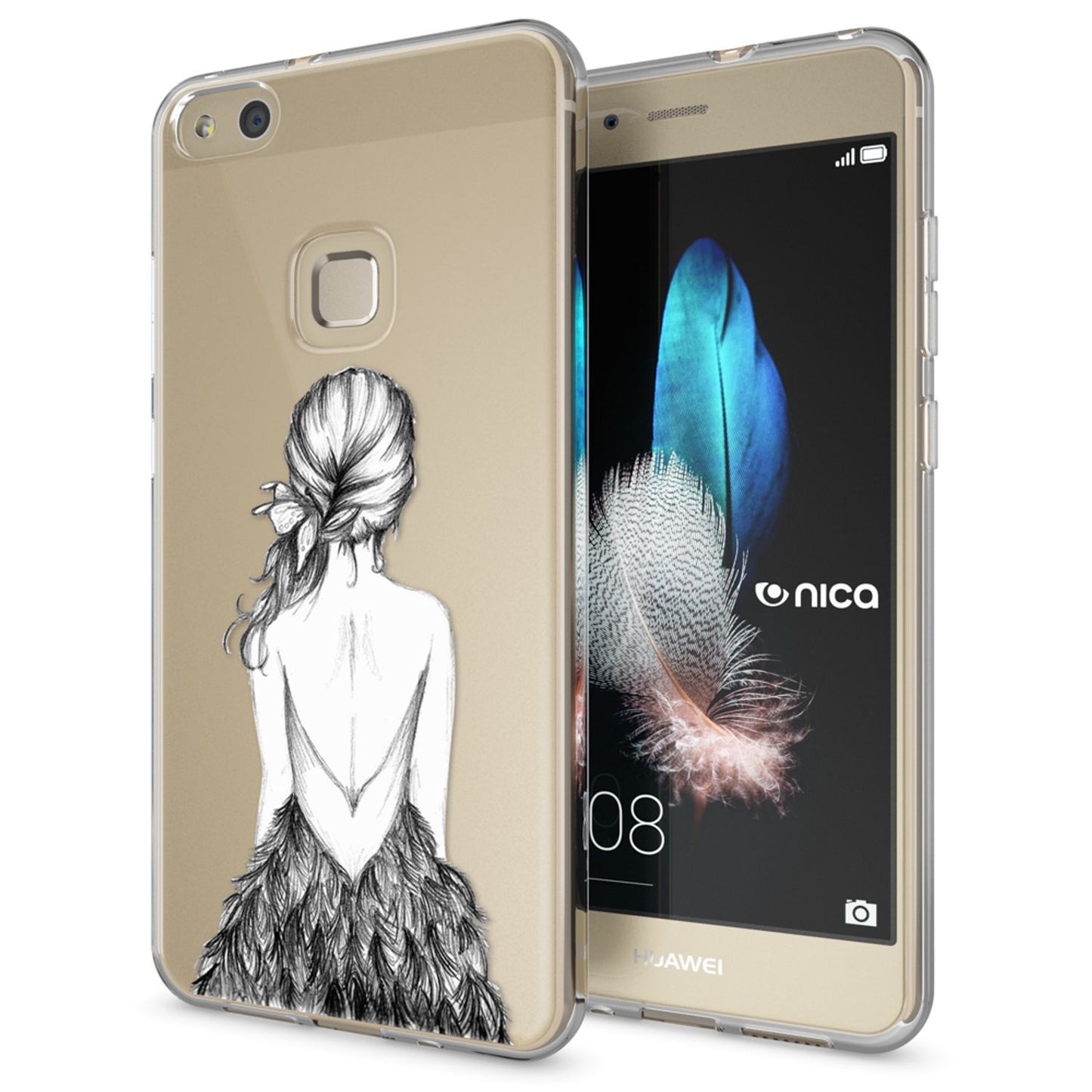 Nalia Huawei P10 Lite Hülle Slim Silikon Motiv Case - Dünn Transparent Kristalloptik