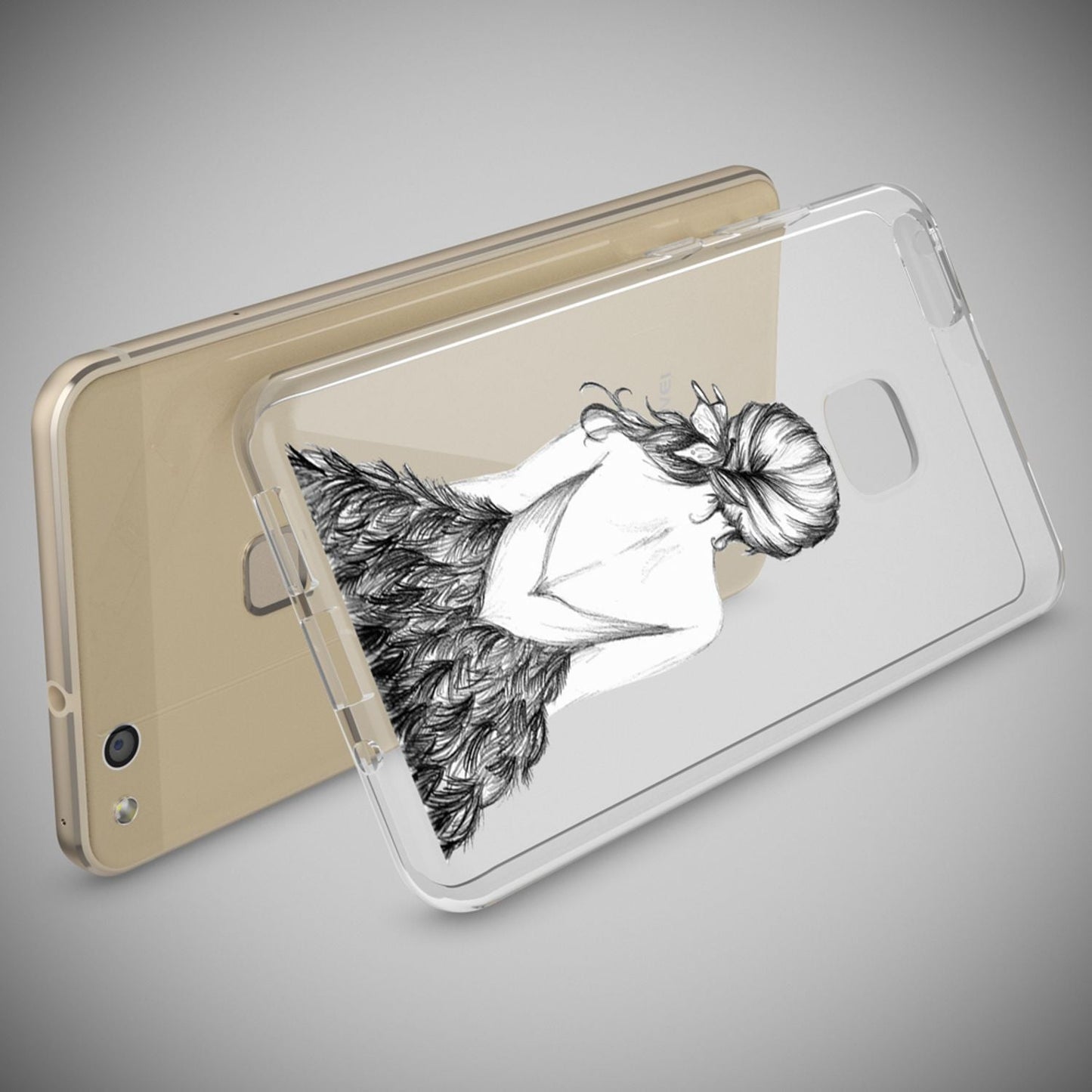 Nalia Huawei P10 Lite Hülle Slim Silikon Motiv Case - Dünn Transparent Kristalloptik