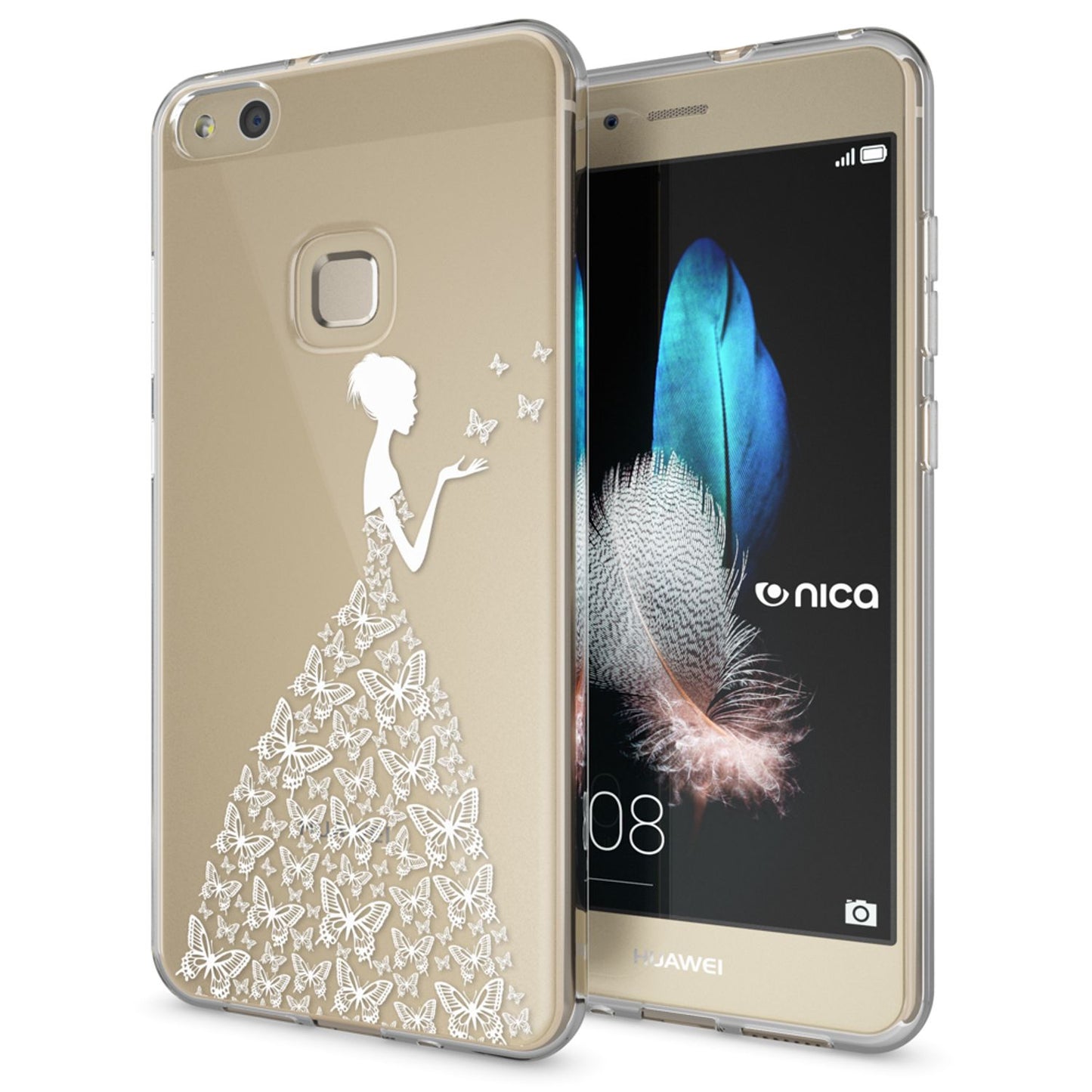 Nalia Huawei P10 Lite Hülle Slim Silikon Motiv Case - Dünn Transparent Kristalloptik