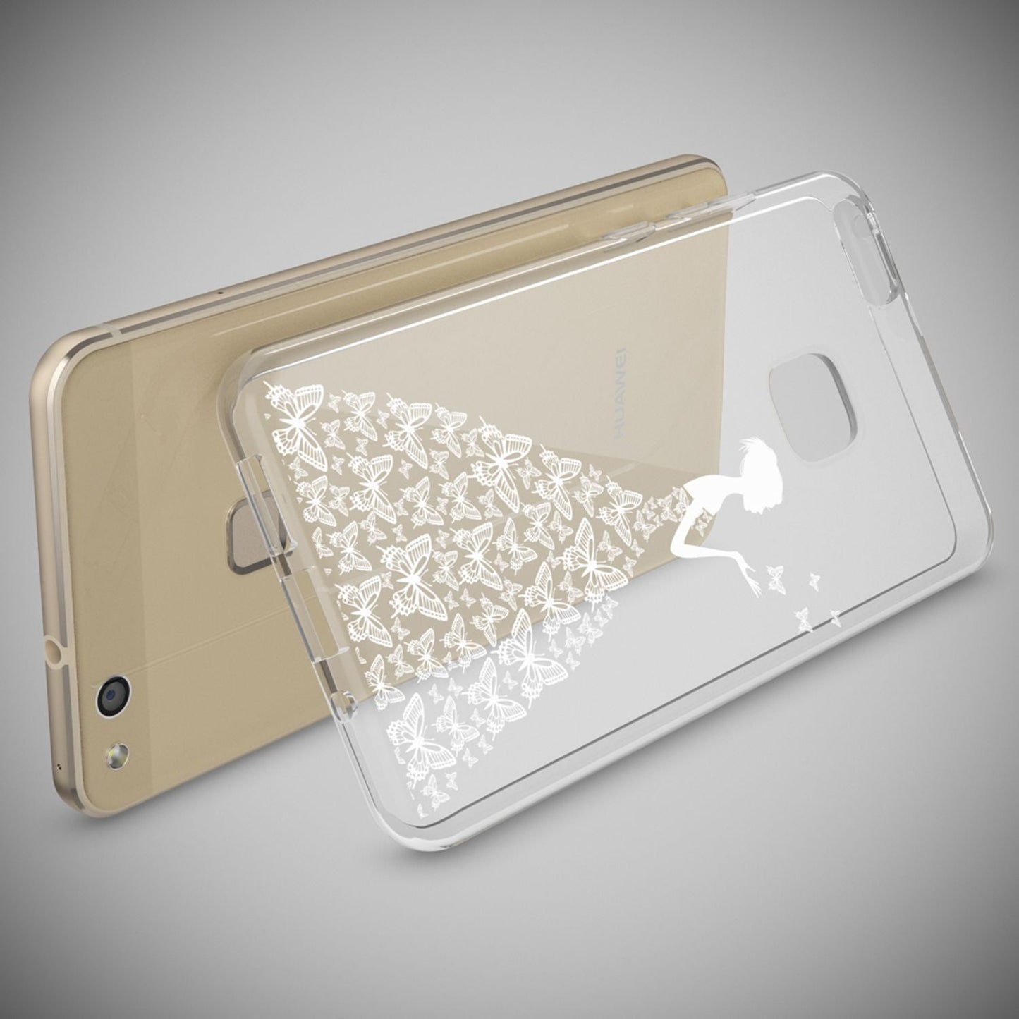 Nalia Huawei P10 Lite Hülle Slim Silikon Motiv Case - Dünn Transparent Kristalloptik