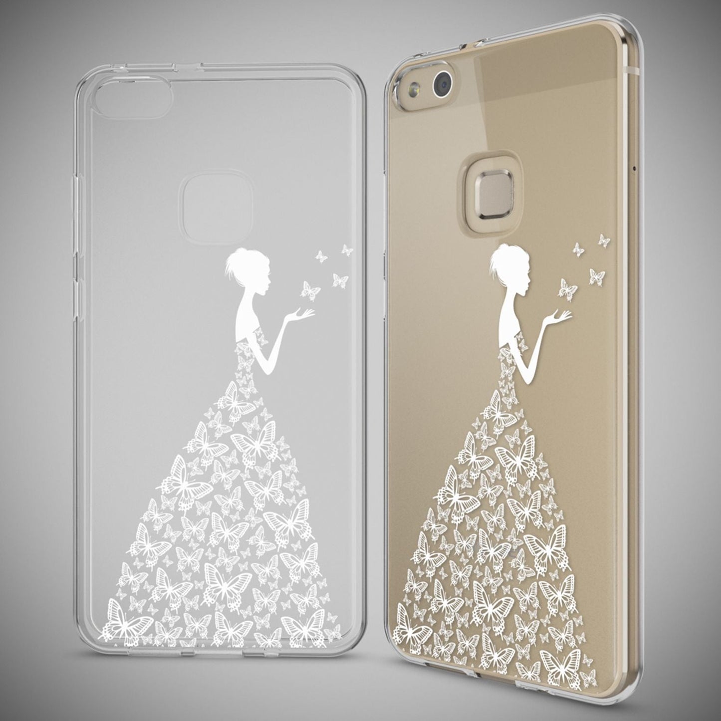 Nalia Huawei P10 Lite Hülle Slim Silikon Motiv Case - Dünn Transparent Kristalloptik