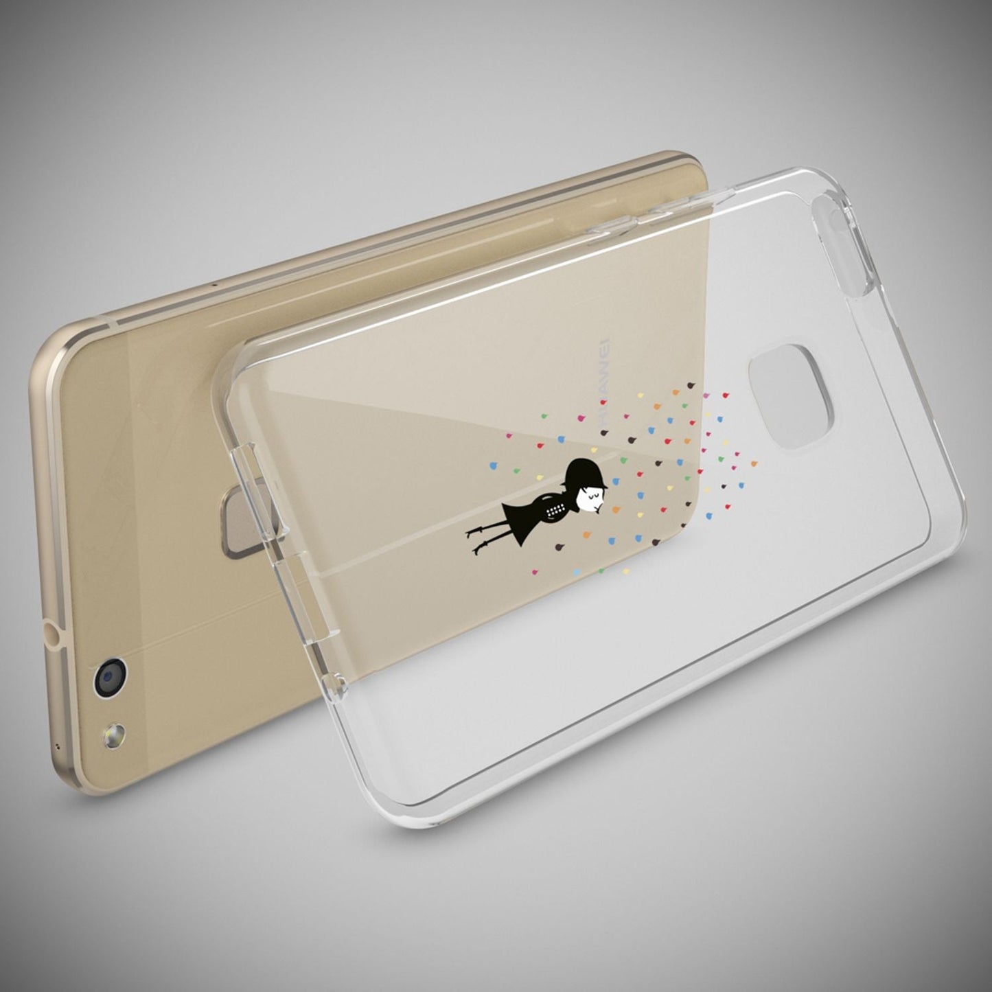 Nalia Huawei P10 Lite Hülle Slim Silikon Motiv Case - Dünn Transparent Kristalloptik