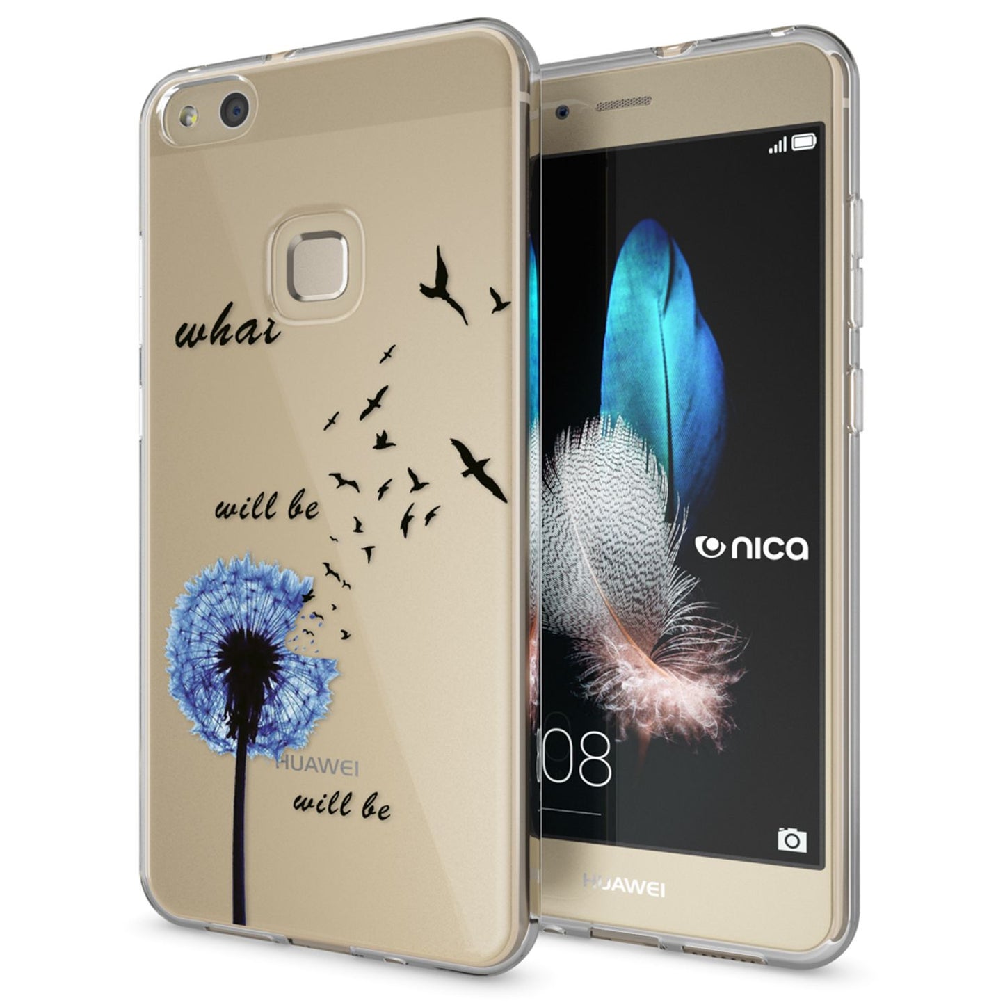 Nalia Huawei P10 Lite Hülle Slim Silikon Motiv Case - Dünn Transparent Kristalloptik