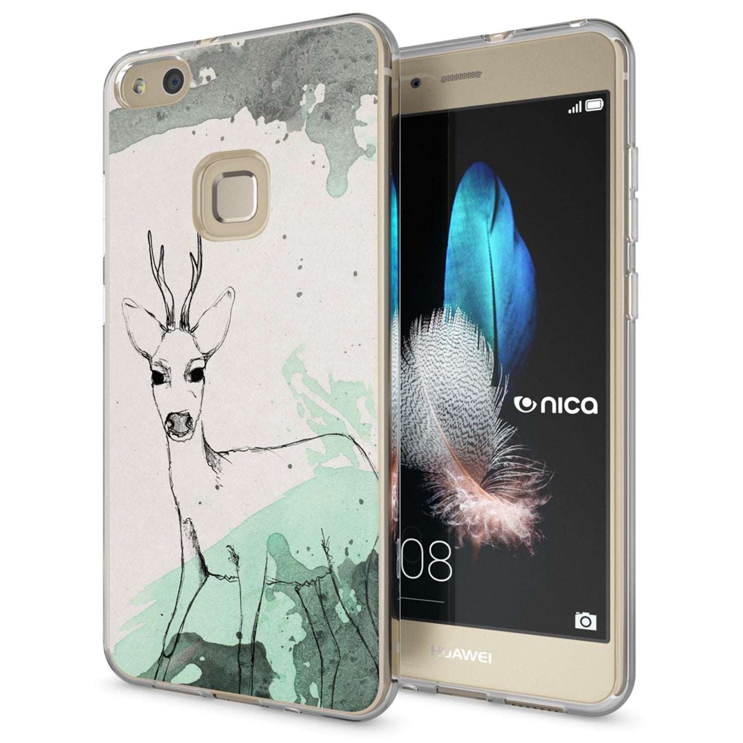 Nalia Huawei P10 Lite Hülle Slim Silikon Motiv Case - Dünn Transparent Kristalloptik