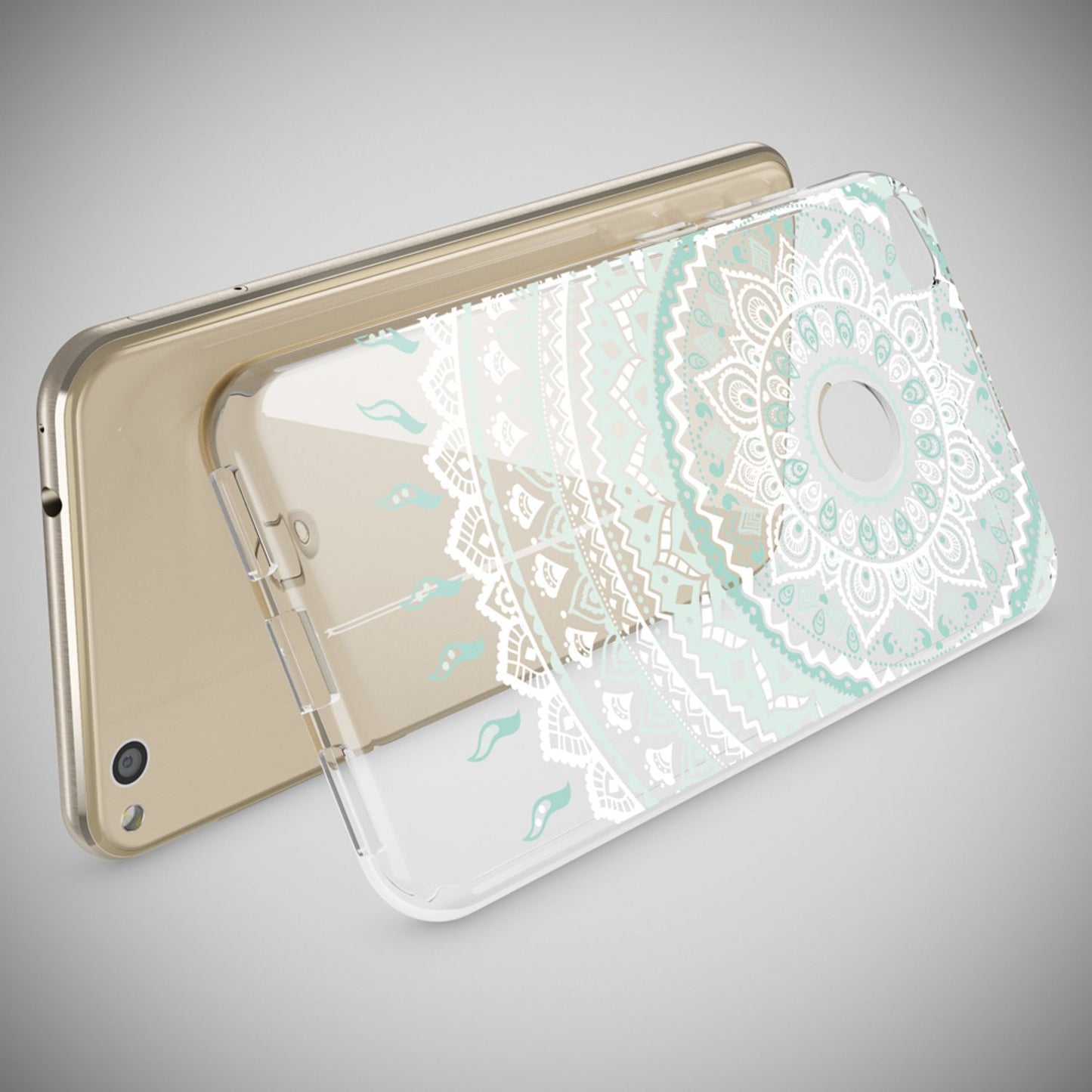 NALIA Huawei P8 Lite Hülle Slim Silikon Motiv Kristall - Dünn Durchsichtig Passgenau