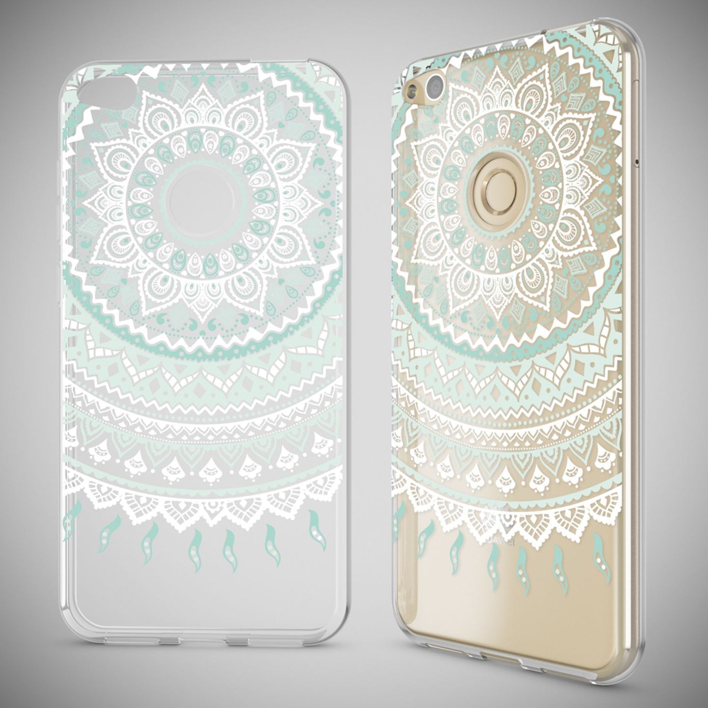 NALIA Huawei P8 Lite Hülle Slim Silikon Motiv Kristall - Dünn Durchsichtig Passgenau