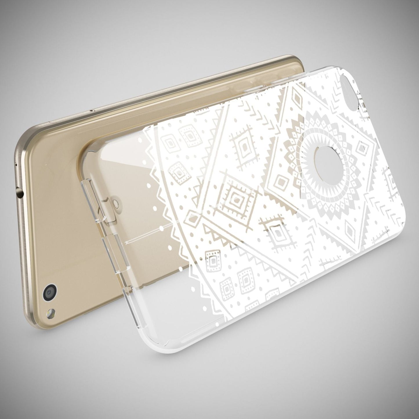 NALIA Huawei P8 Lite Hülle Slim Silikon Motiv Kristall - Dünn Durchsichtig Passgenau