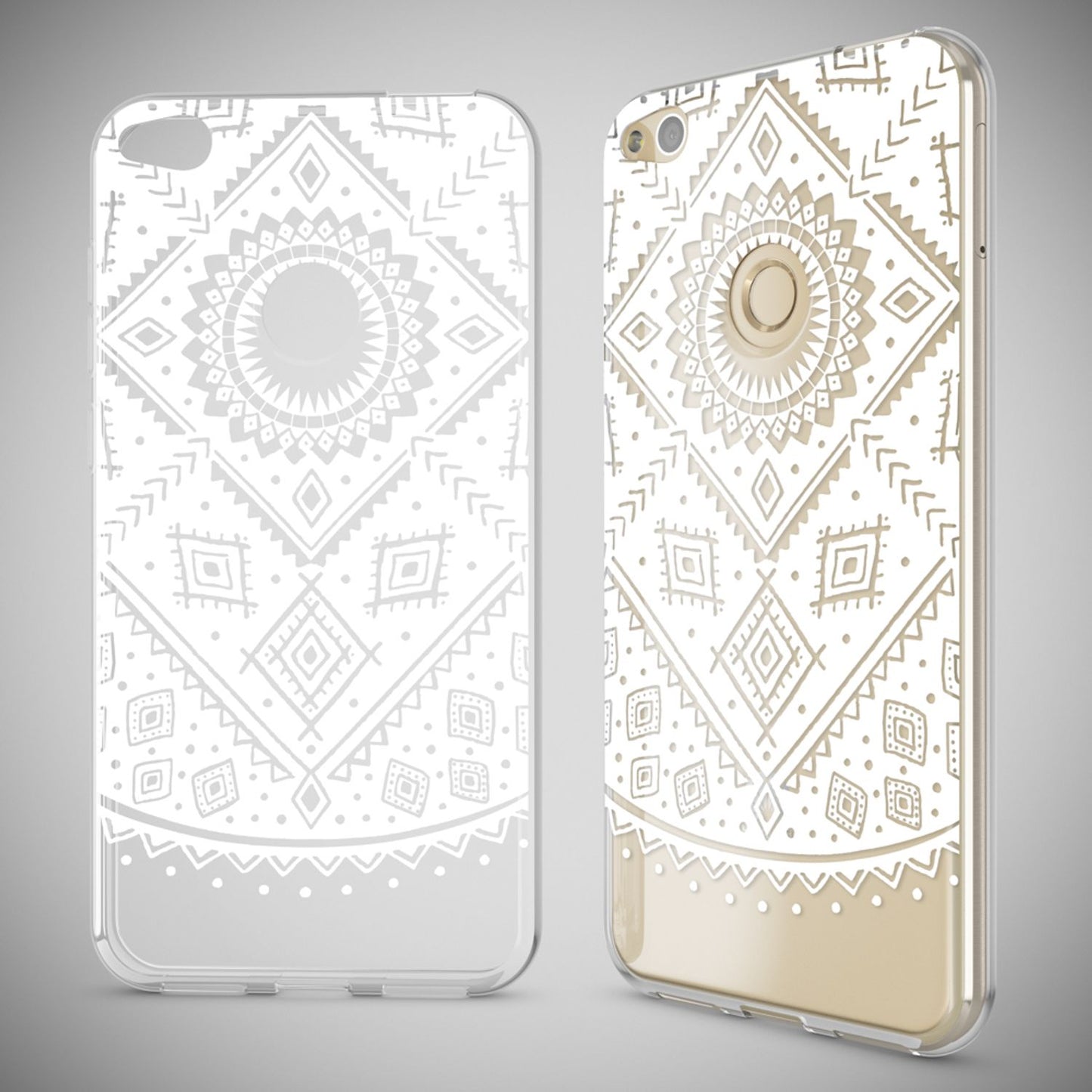 NALIA Huawei P8 Lite Hülle Slim Silikon Motiv Kristall - Dünn Durchsichtig Passgenau