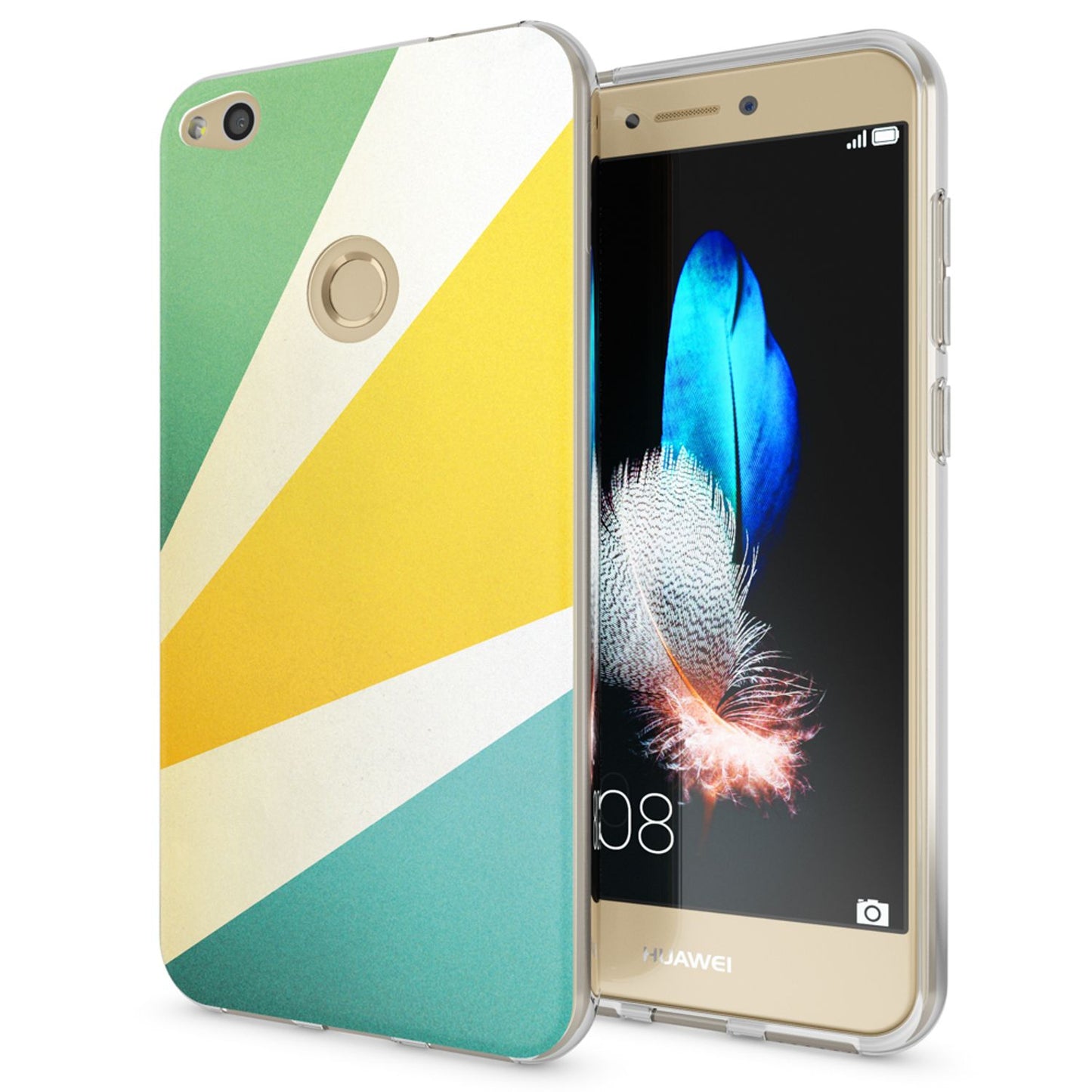 NALIA Huawei P8 Lite Hülle Slim Silikon Motiv Kristall - Dünn Durchsichtig Passgenau