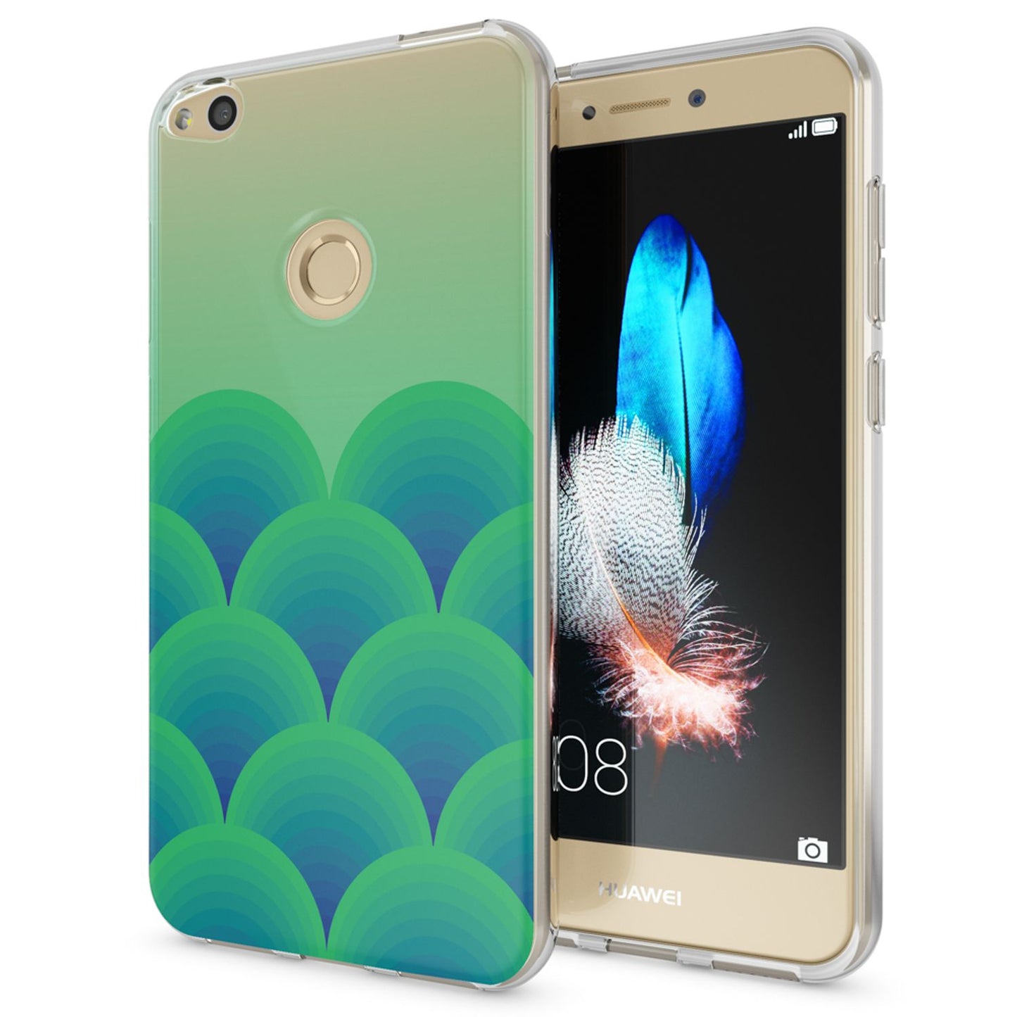 NALIA Huawei P8 Lite Hülle Slim Silikon Motiv Kristall - Dünn Durchsichtig Passgenau