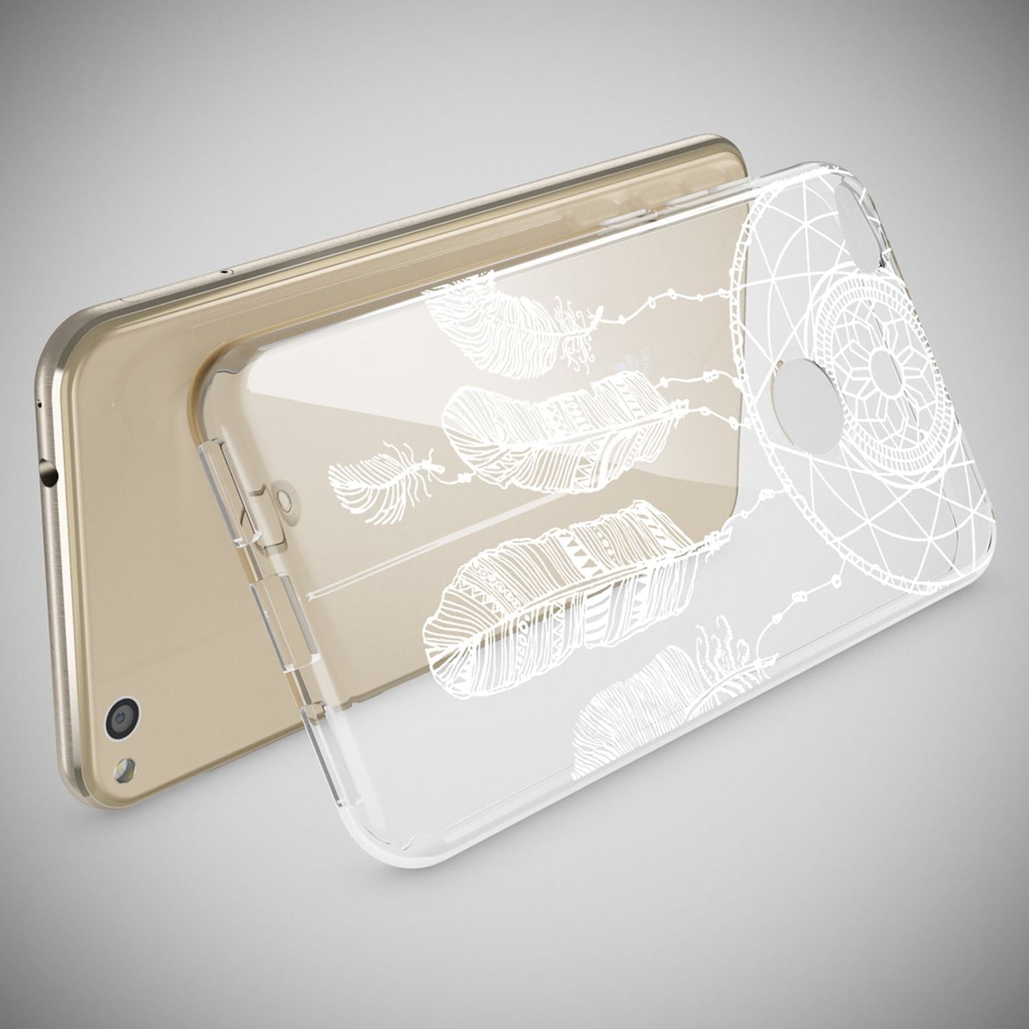 NALIA Huawei P8 Lite Hülle Slim Silikon Motiv Kristall - Dünn Durchsichtig Passgenau