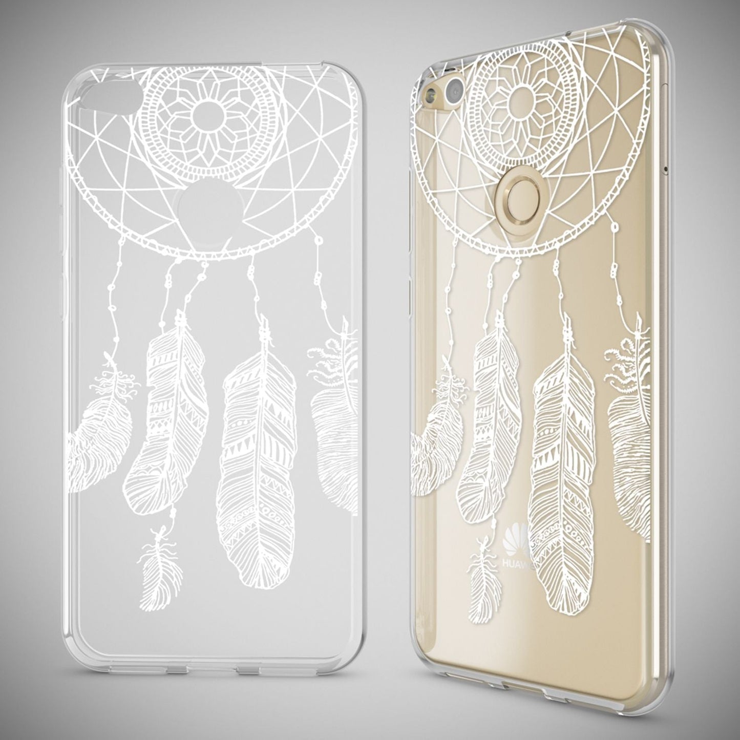 NALIA Huawei P8 Lite Hülle Slim Silikon Motiv Kristall - Dünn Durchsichtig Passgenau