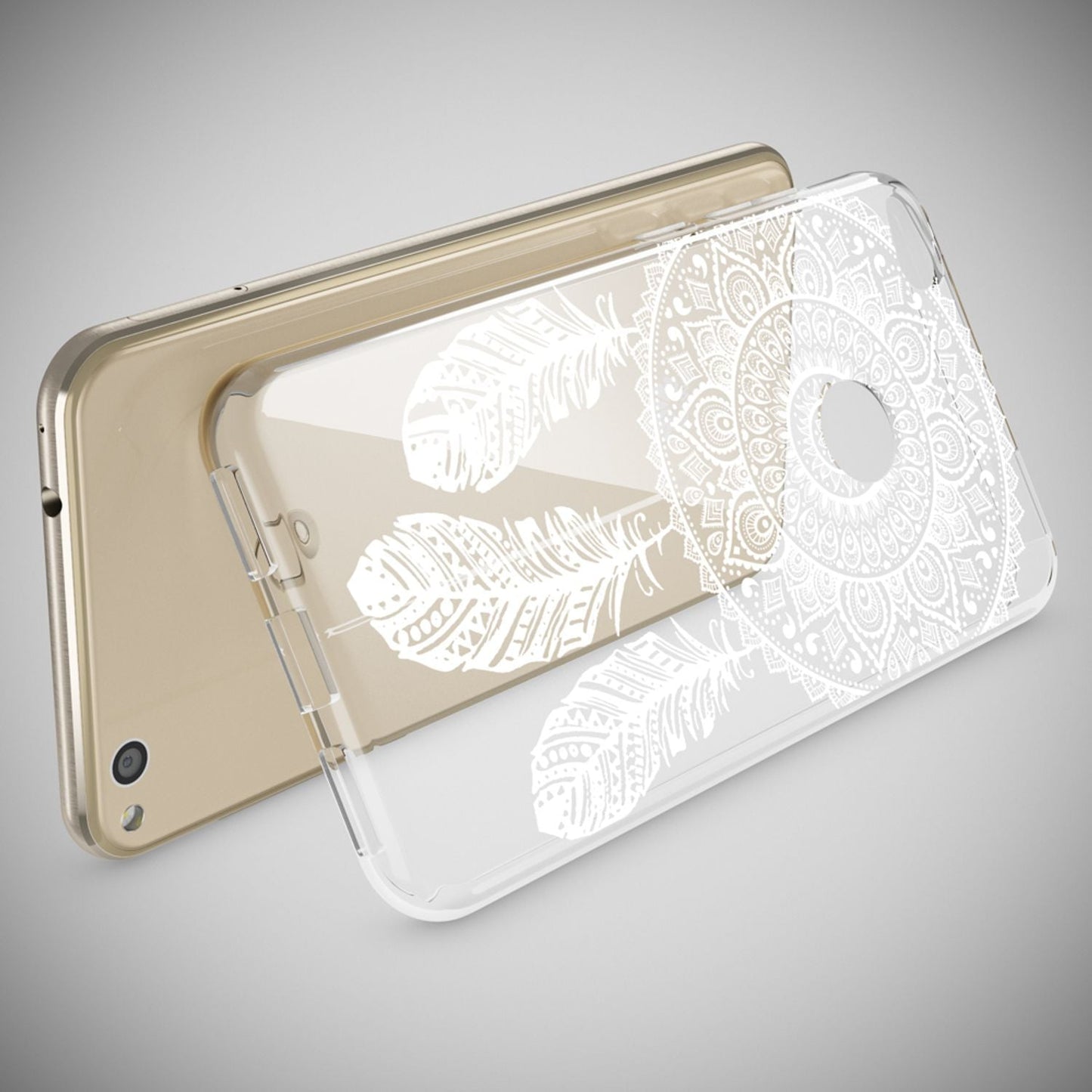 NALIA Huawei P8 Lite Hülle Slim Silikon Motiv Kristall - Dünn Durchsichtig Passgenau