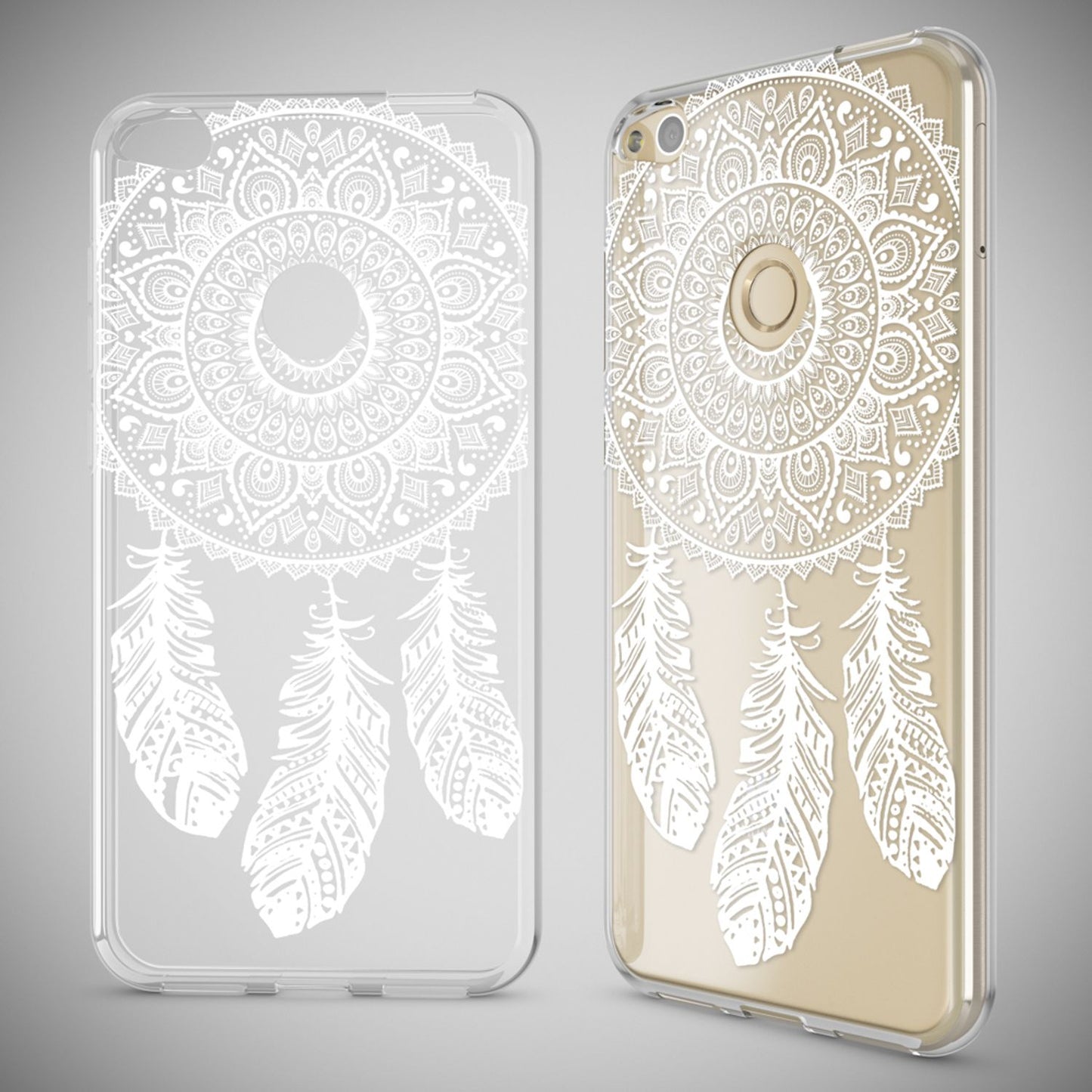 NALIA Huawei P8 Lite Hülle Slim Silikon Motiv Kristall - Dünn Durchsichtig Passgenau