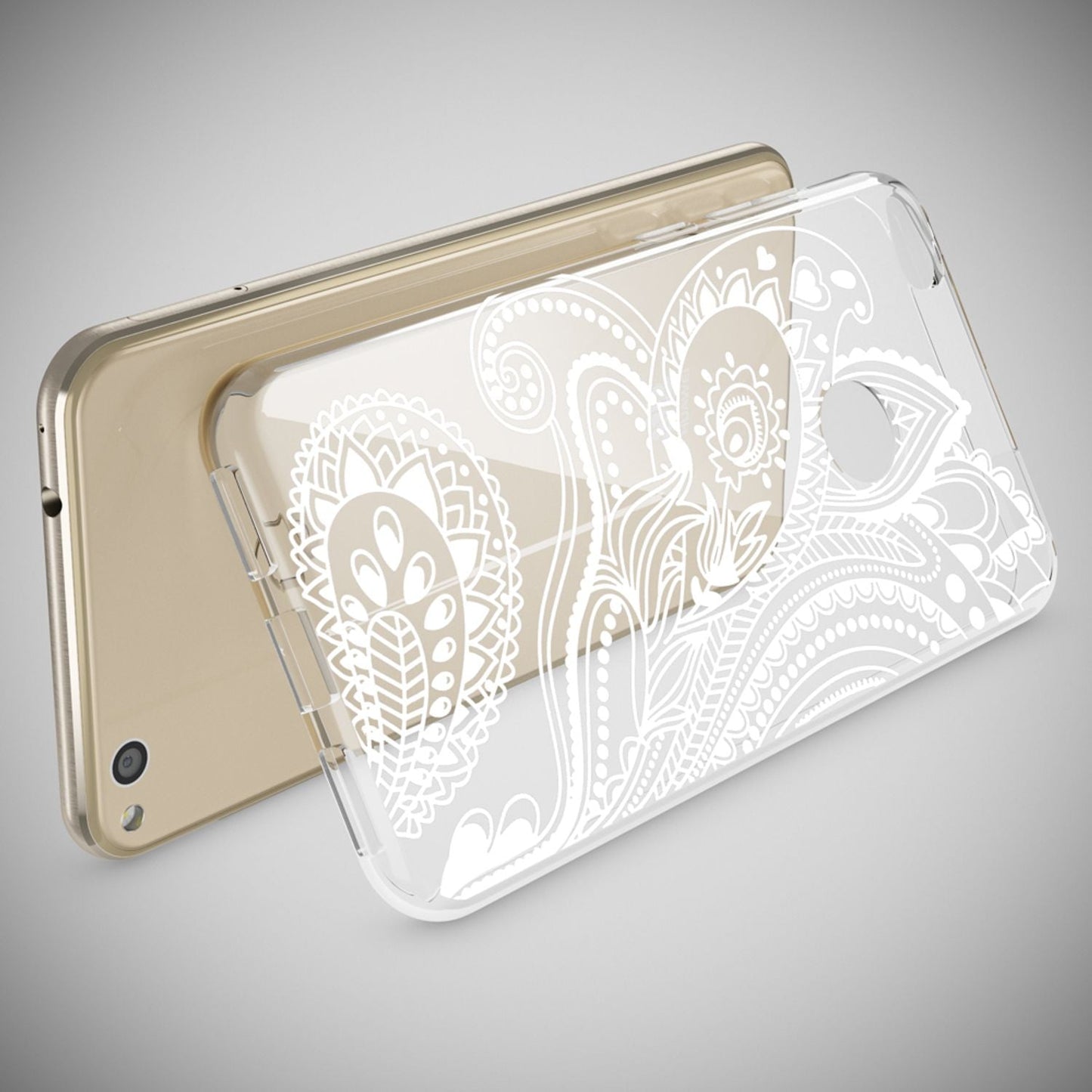 NALIA Huawei P8 Lite Hülle Slim Silikon Motiv Kristall - Dünn Durchsichtig Passgenau